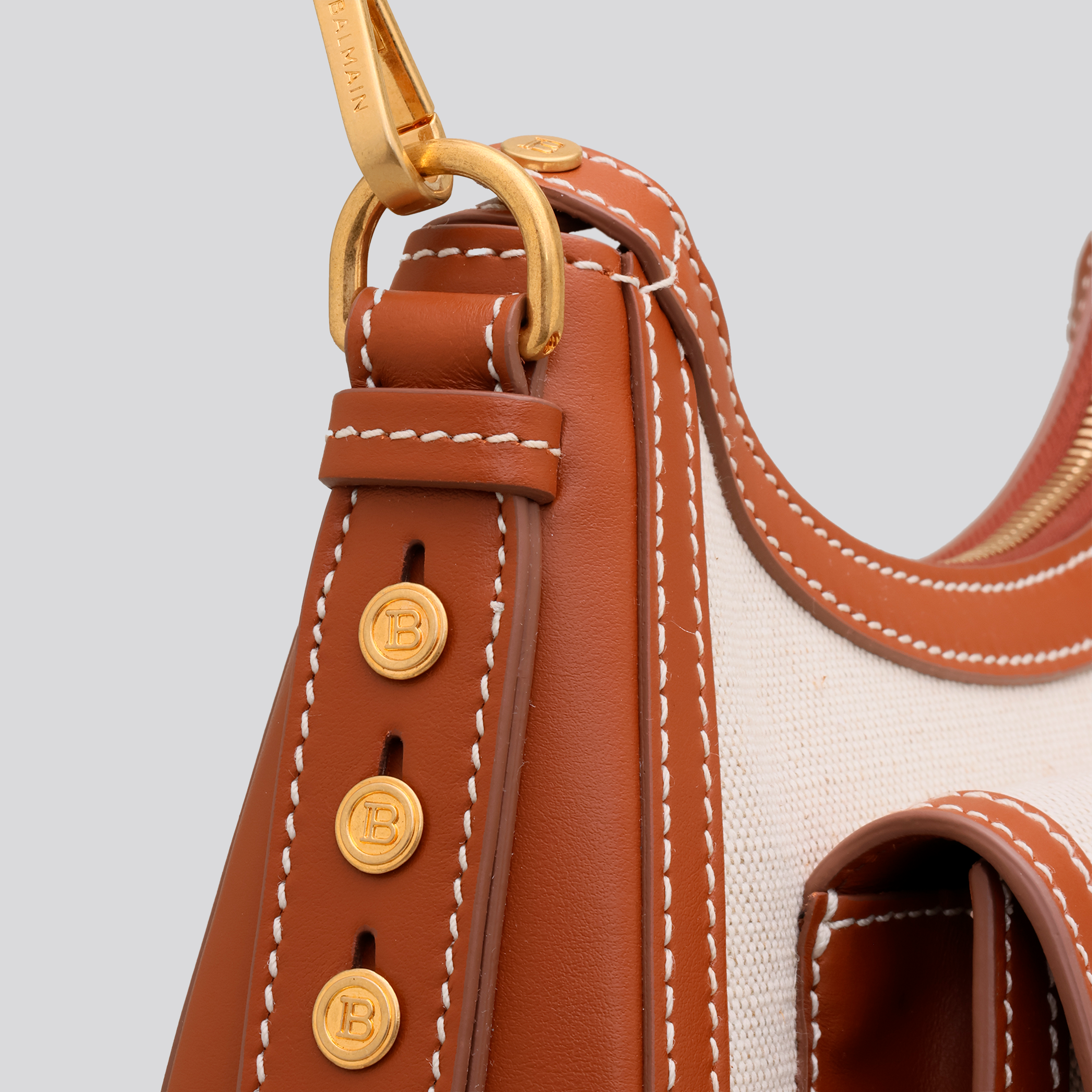 Cartera Beige Balmain B-Buzz Hobo-Canvas