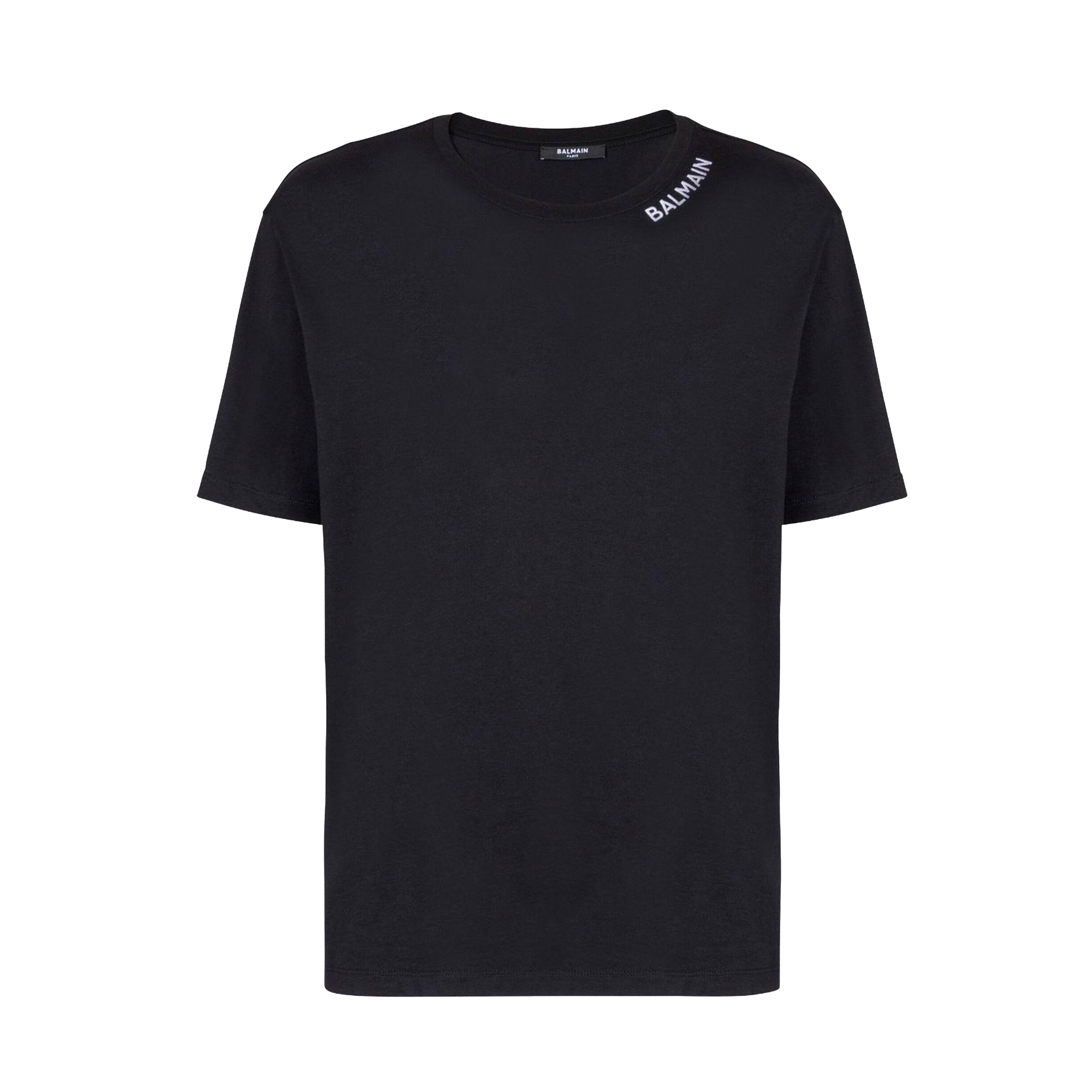 Camiseta Negra Balmain Stitch Collar