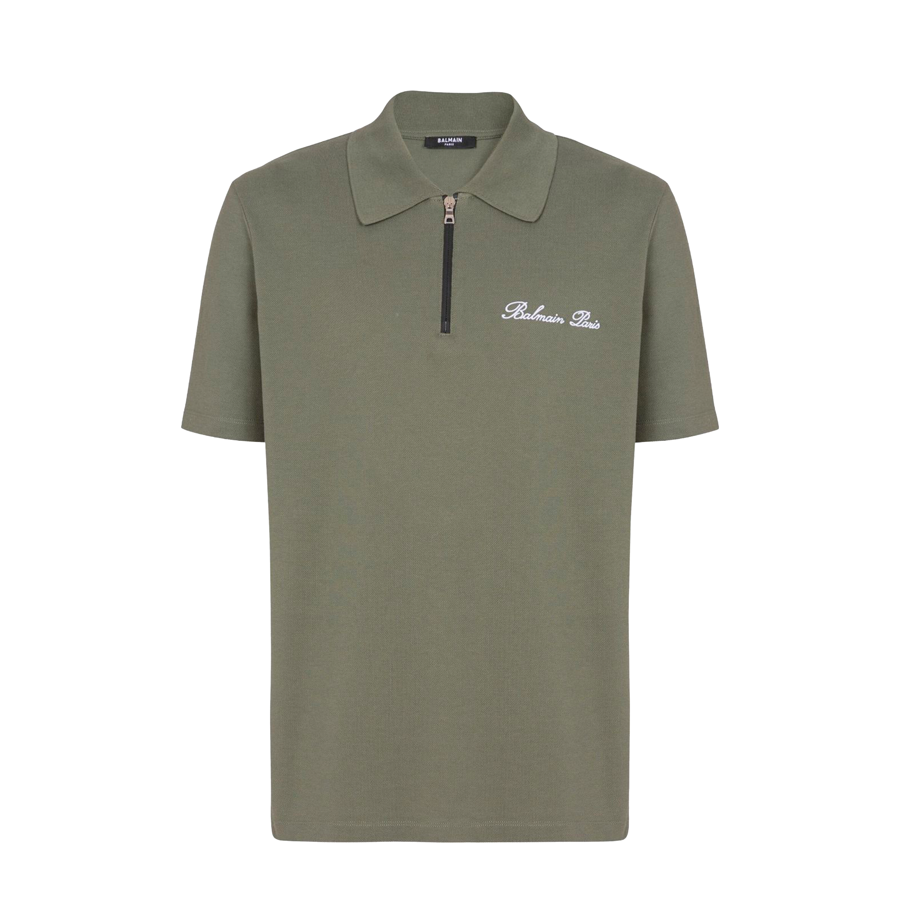 Camiseta Tipo Polo Verde Balmain Zipped