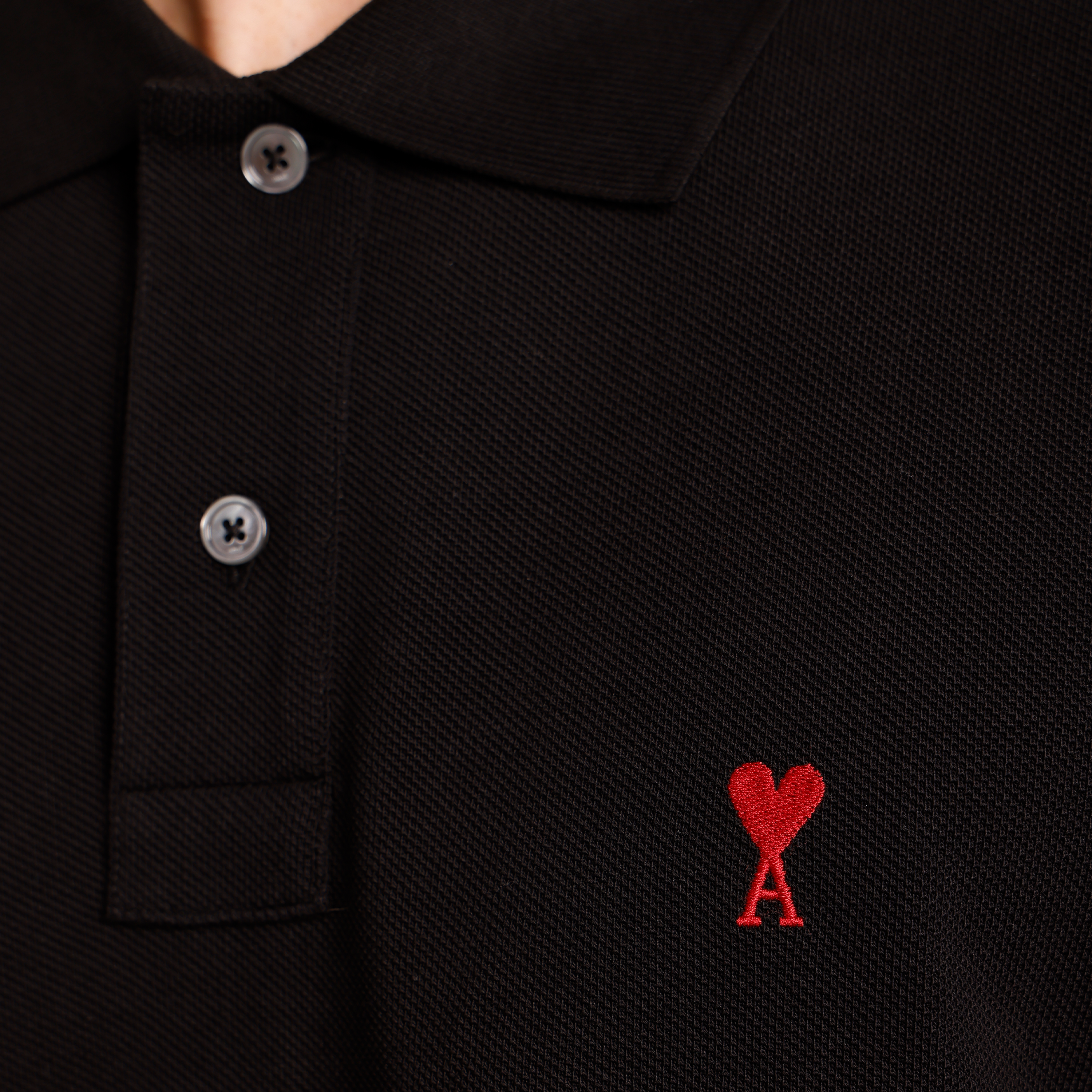 Camiseta Tipo Polo Negro Ami Paris Coeur