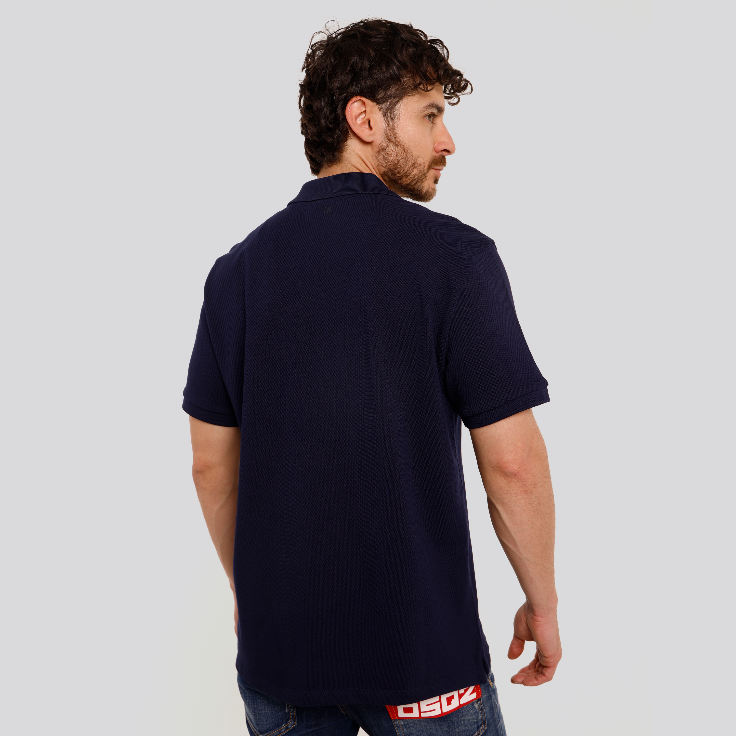 Camiseta Tipo Polo Azul Ami Paris Coeur