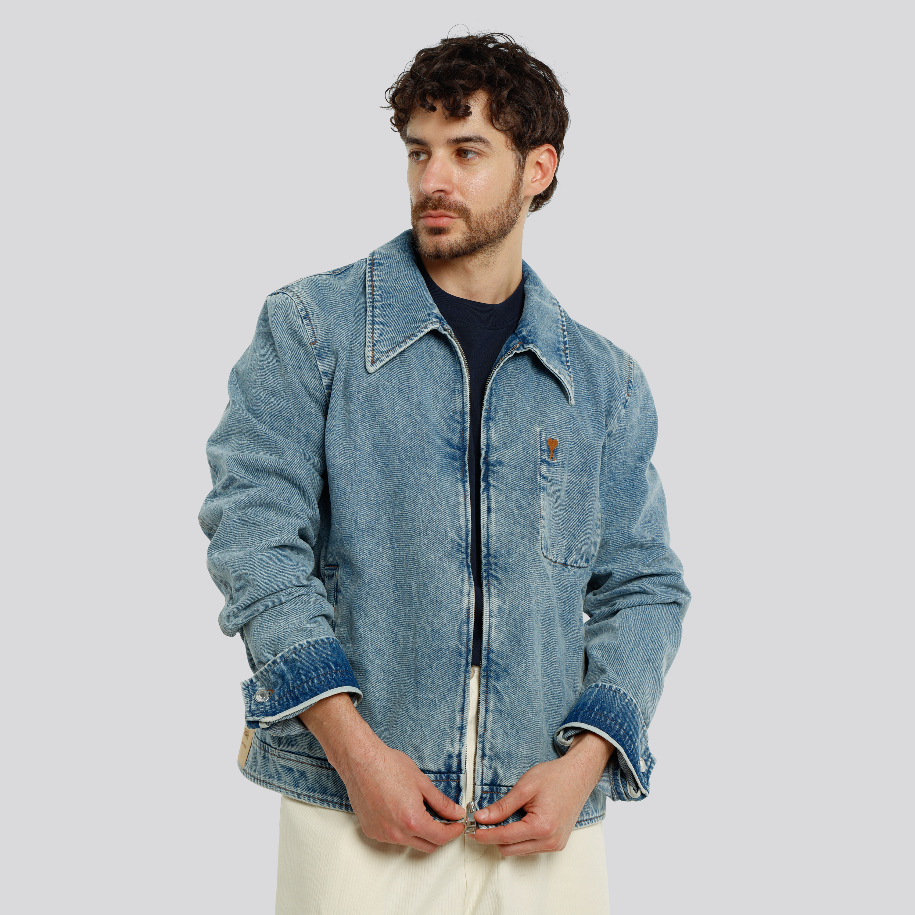 Chaqueta Denim Ami Paris Coeur Zipped