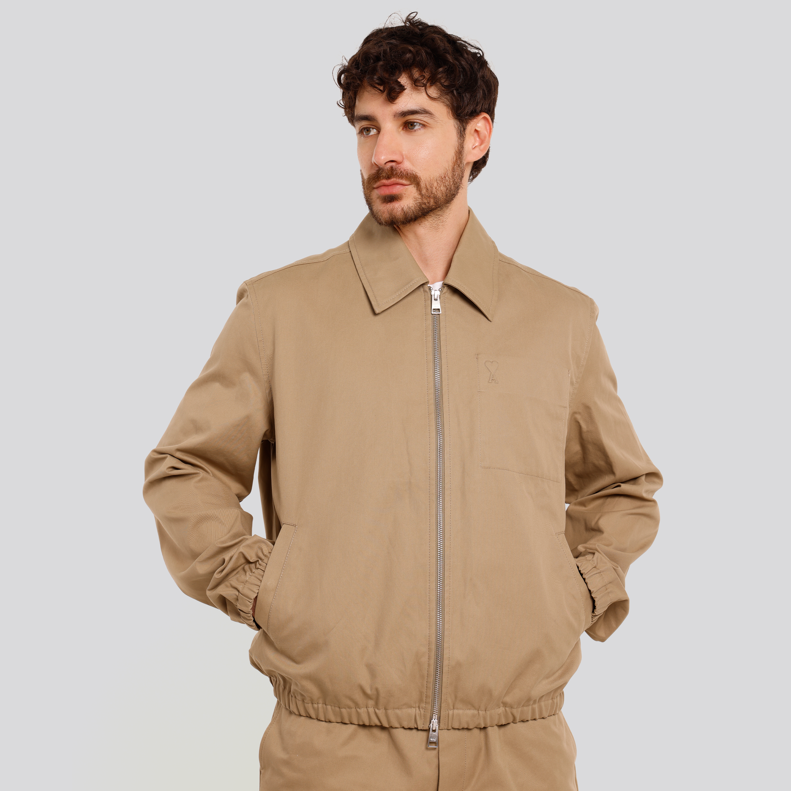 Chaqueta Beige Ami Paris Zipped