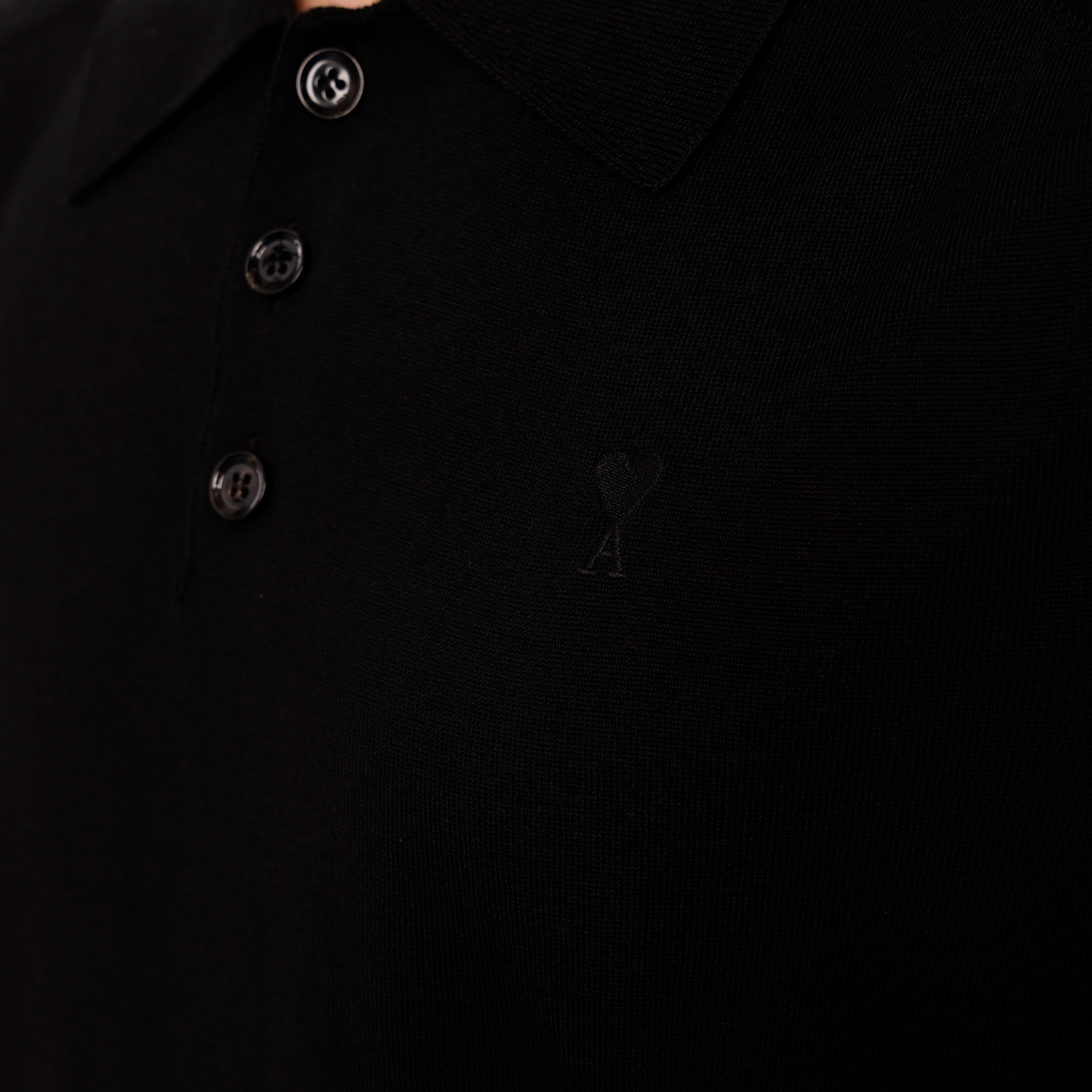 Camiseta Tipo Polo Negro Ami Paris Short Sleeves De Coeur