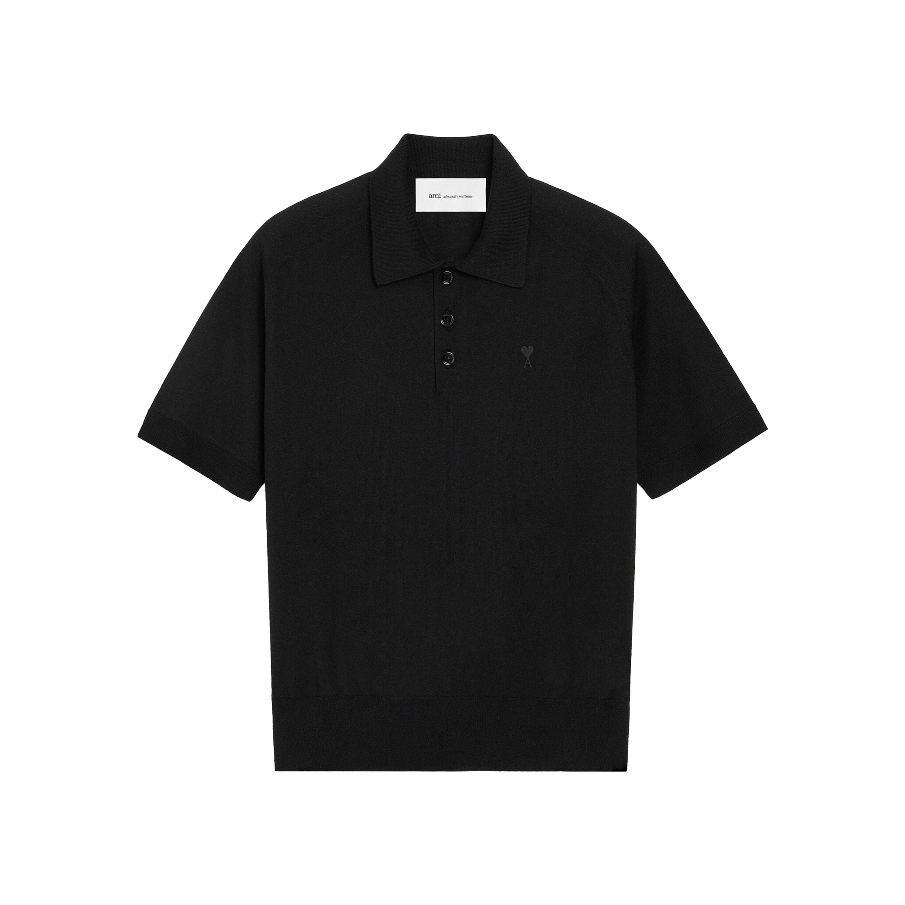 Camiseta Tipo Polo Negro Ami Paris Short Sleeves De Coeur
