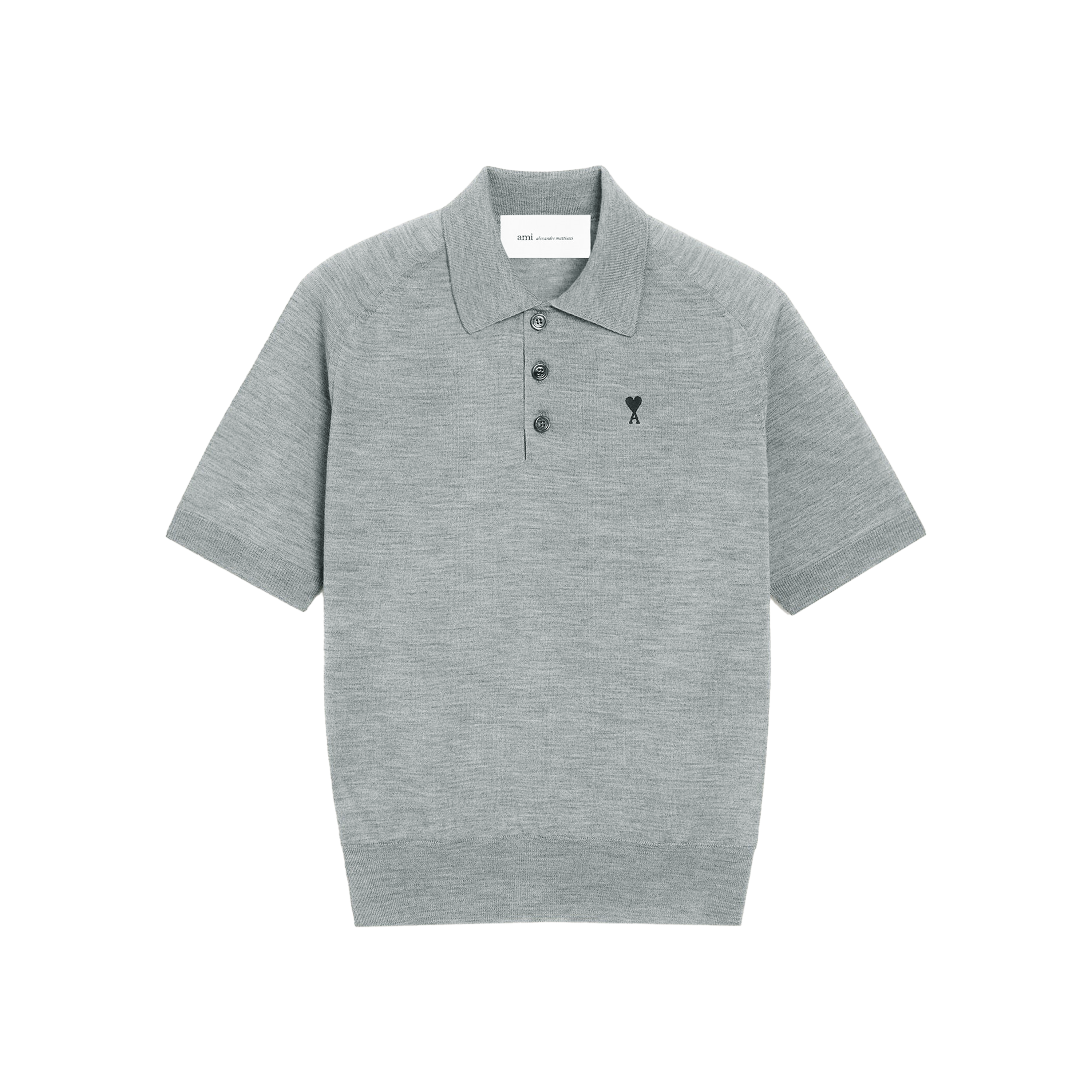 Camiseta Tipo Polo Gris Ami Paris Short Sleeves De Coeur