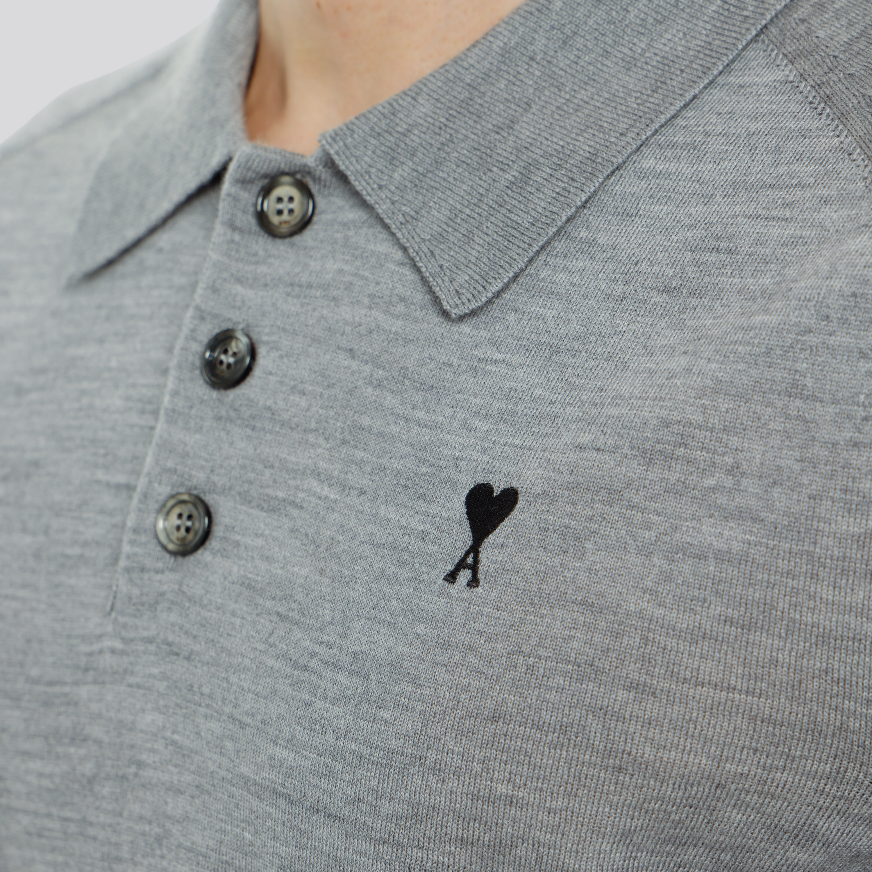 Camiseta Tipo Polo Gris Ami Paris Short Sleeves De Coeur
