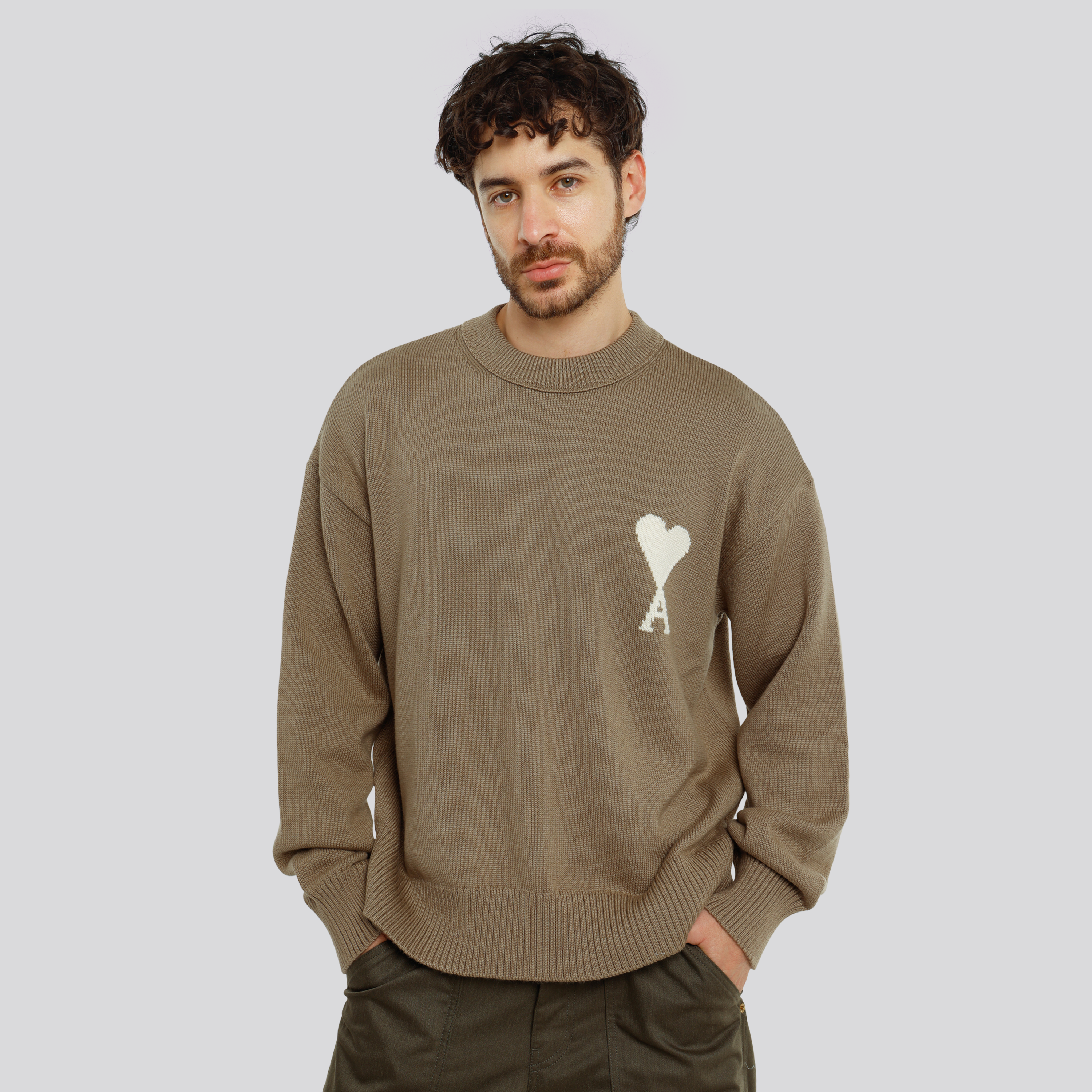 Buzo Beige Ami Paris Contrasted Coeur