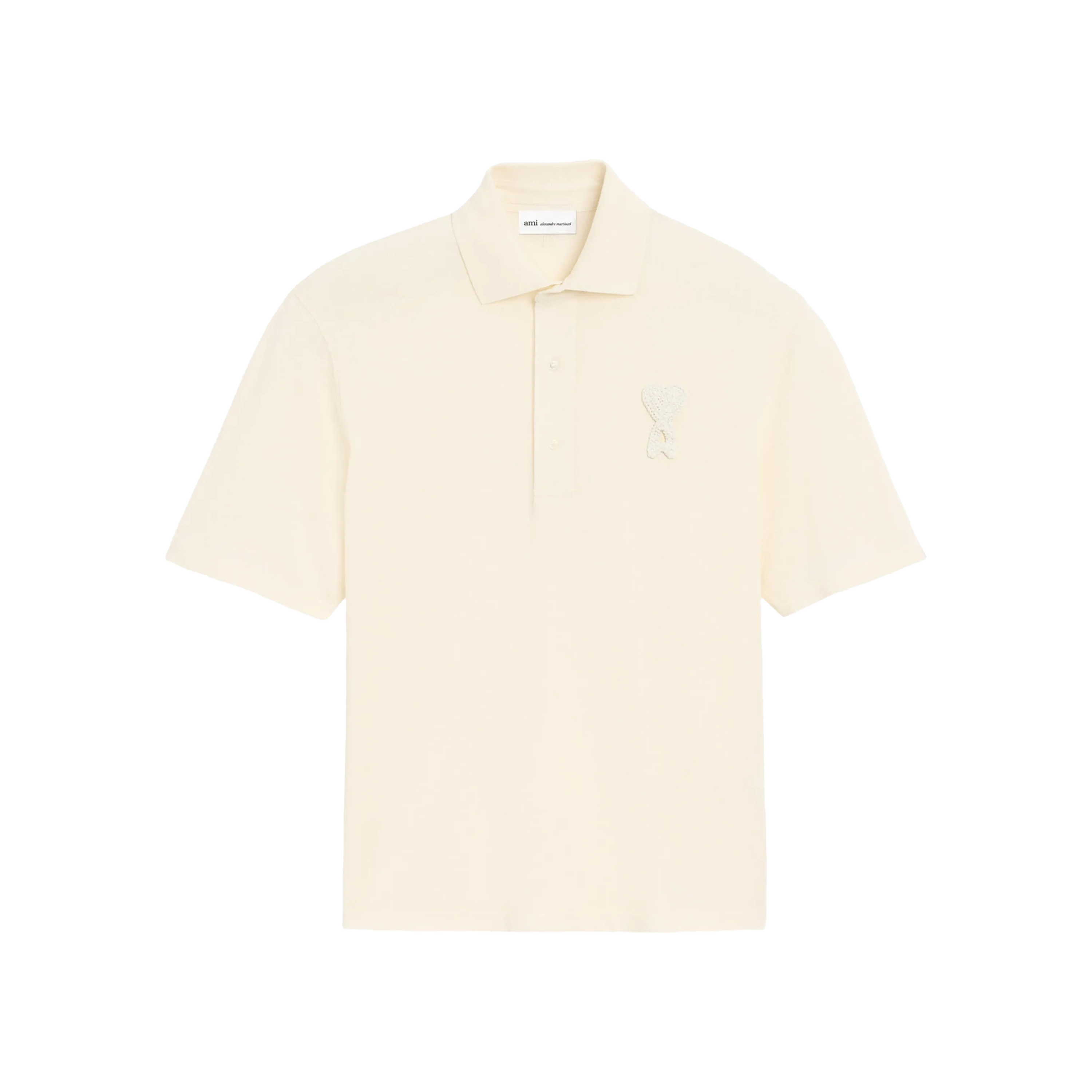 Camiseta Tipo Polo Ivory Ami Paris Boxy Fit