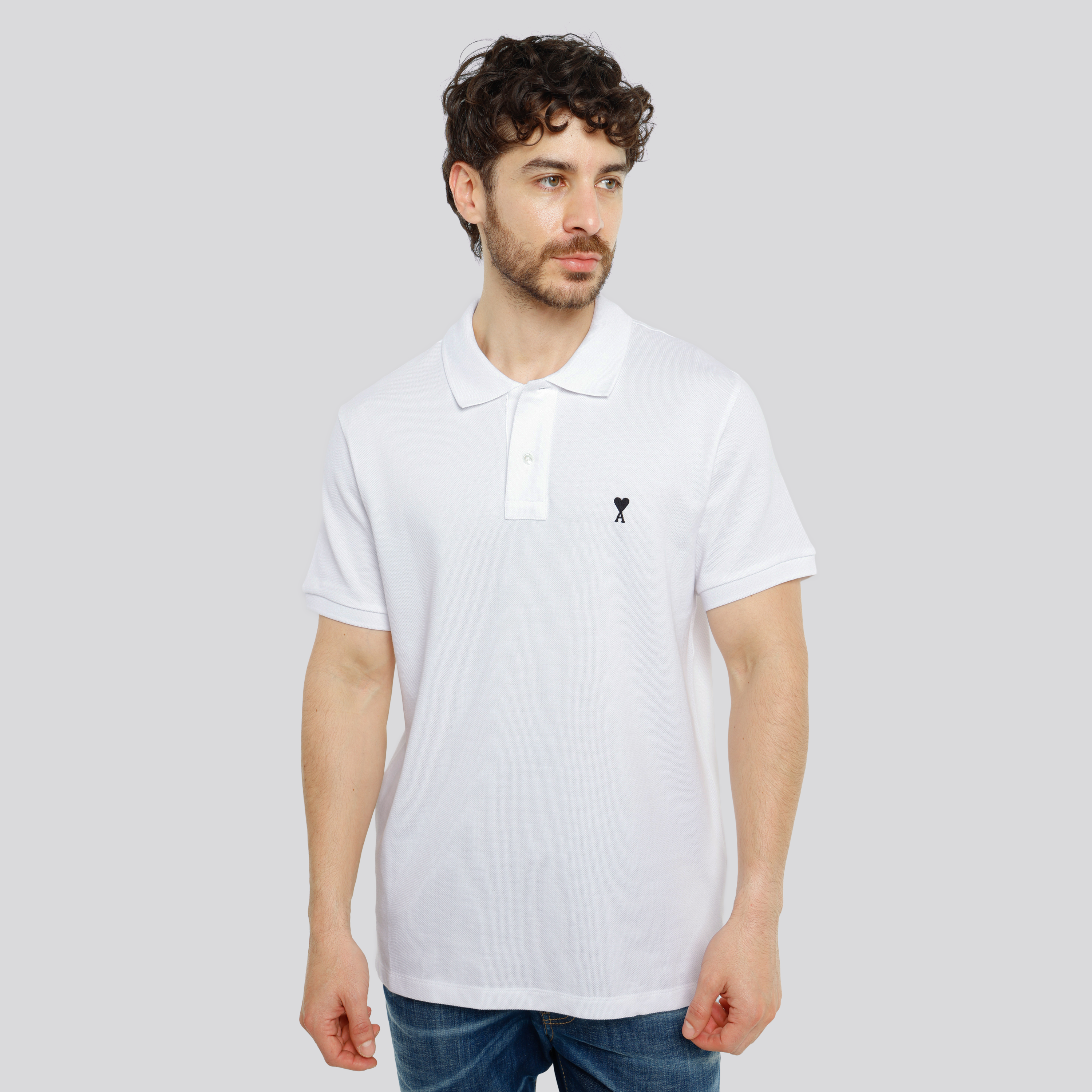 Camiseta Tipo Polo Blanco Ami Paris De Coeur