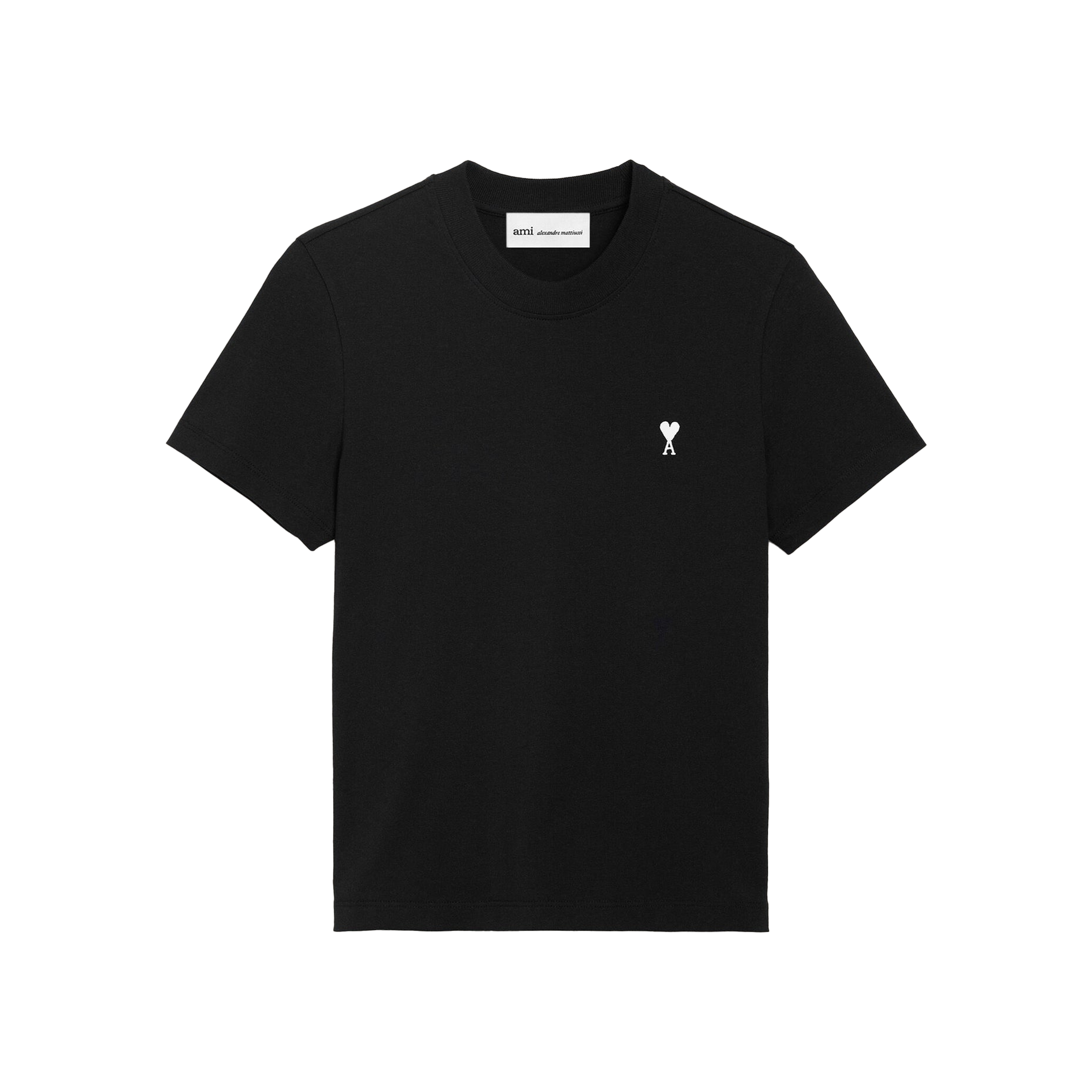 Camiseta Negra Ami Paris Coeur Contrasted