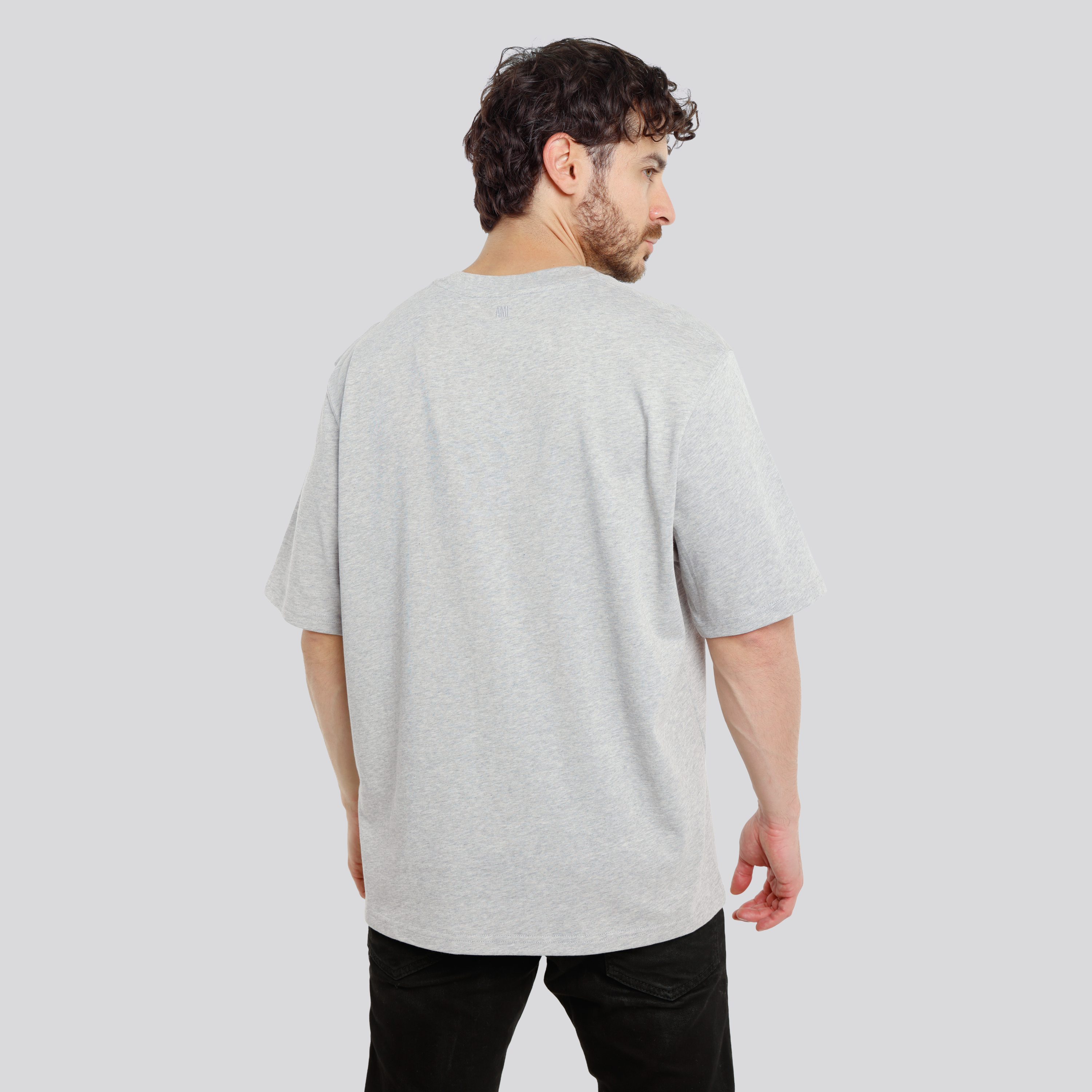 Camiseta Gris Ami Paris Tonal Embossed