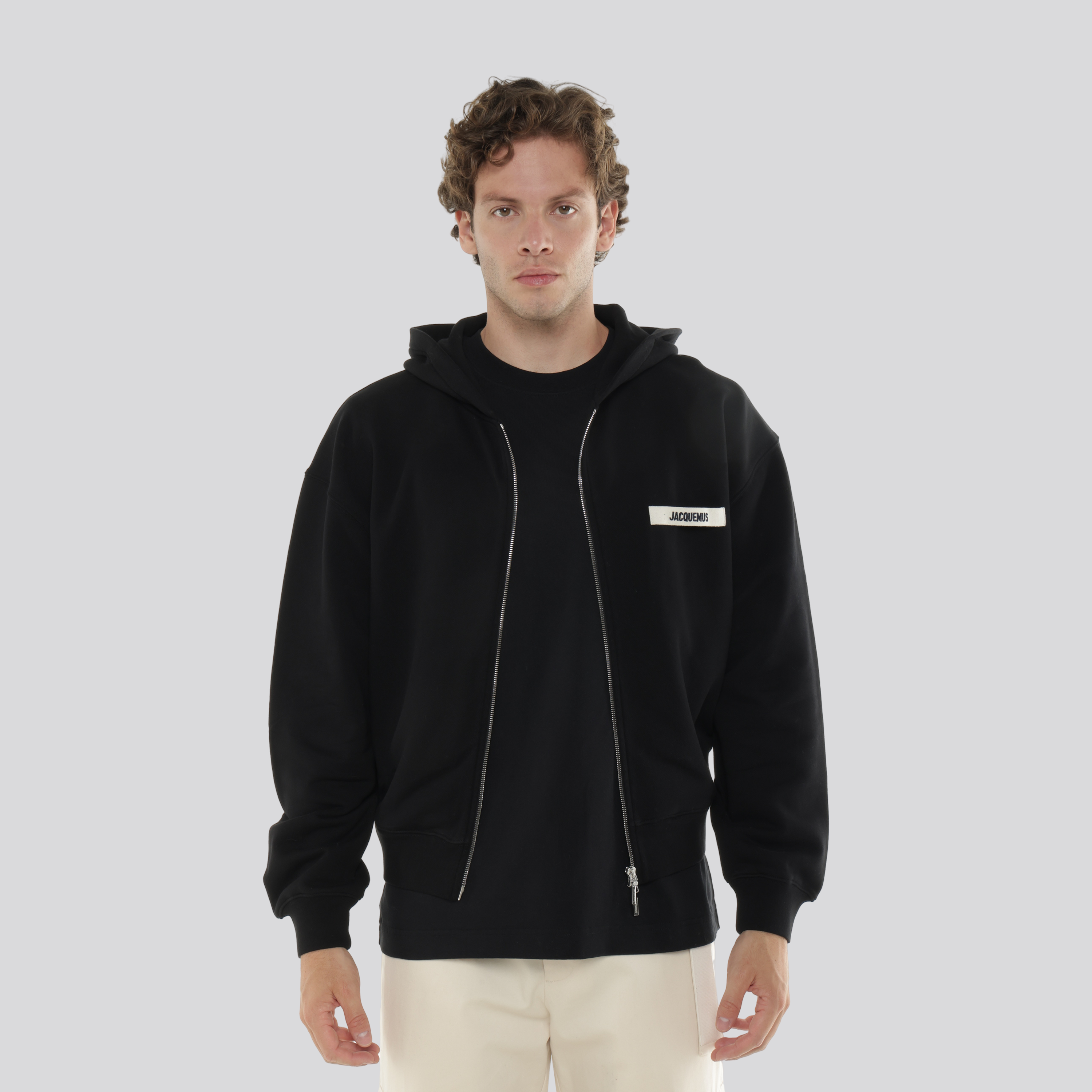 Chaqueta Negra Jacquemus Le Hoodie Zip Gros Grain