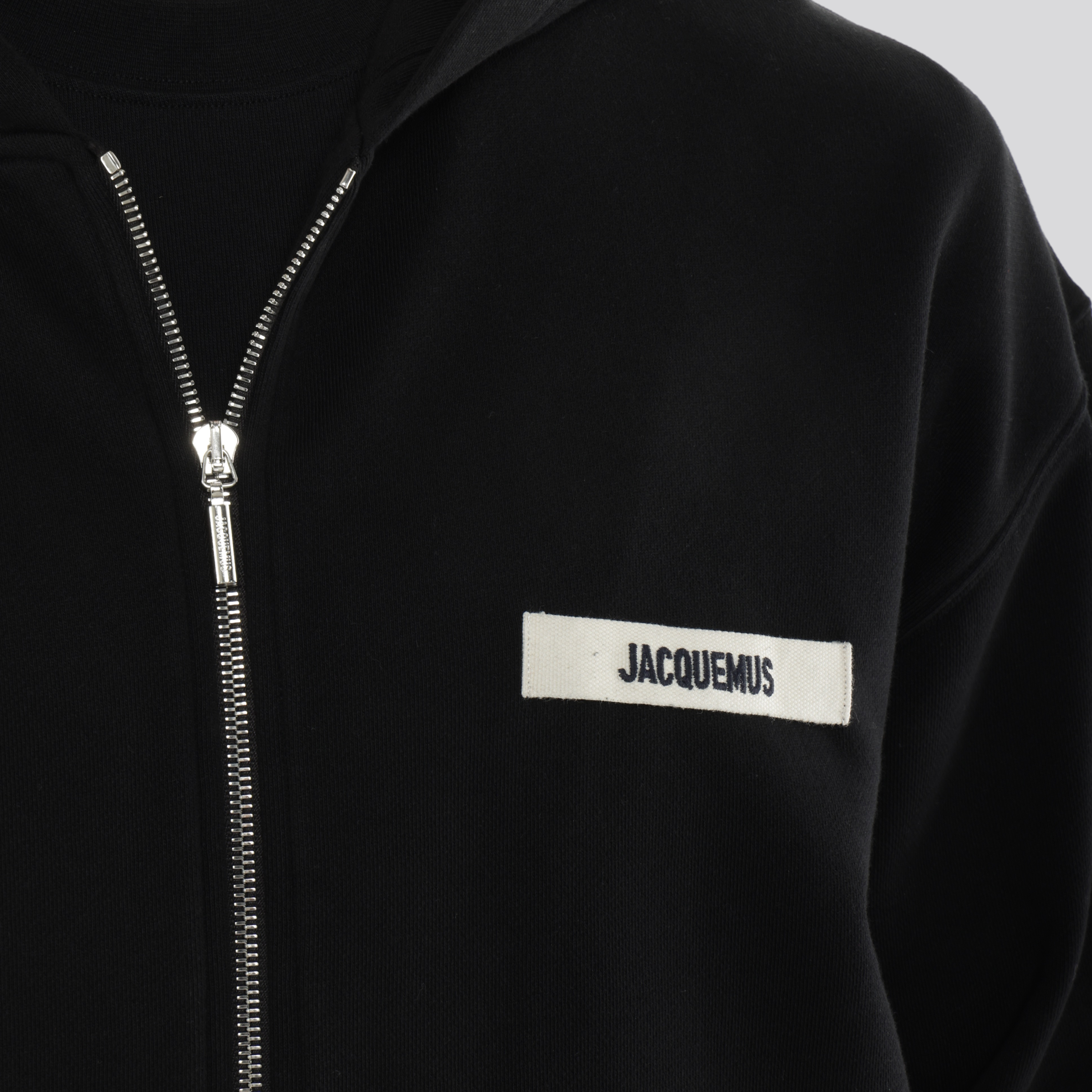 Chaqueta Negra Jacquemus Le Hoodie Zip Gros Grain