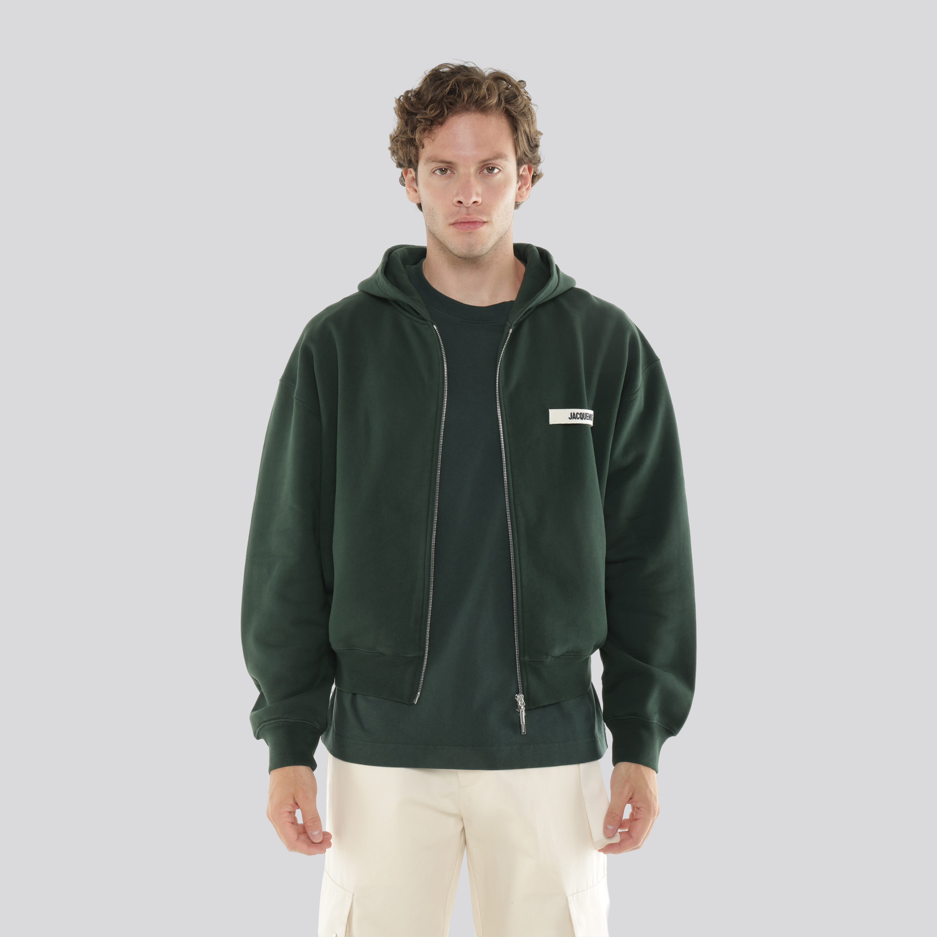 Chaqueta Verde Jacquemus Le Hoodie Zip Gros Grain