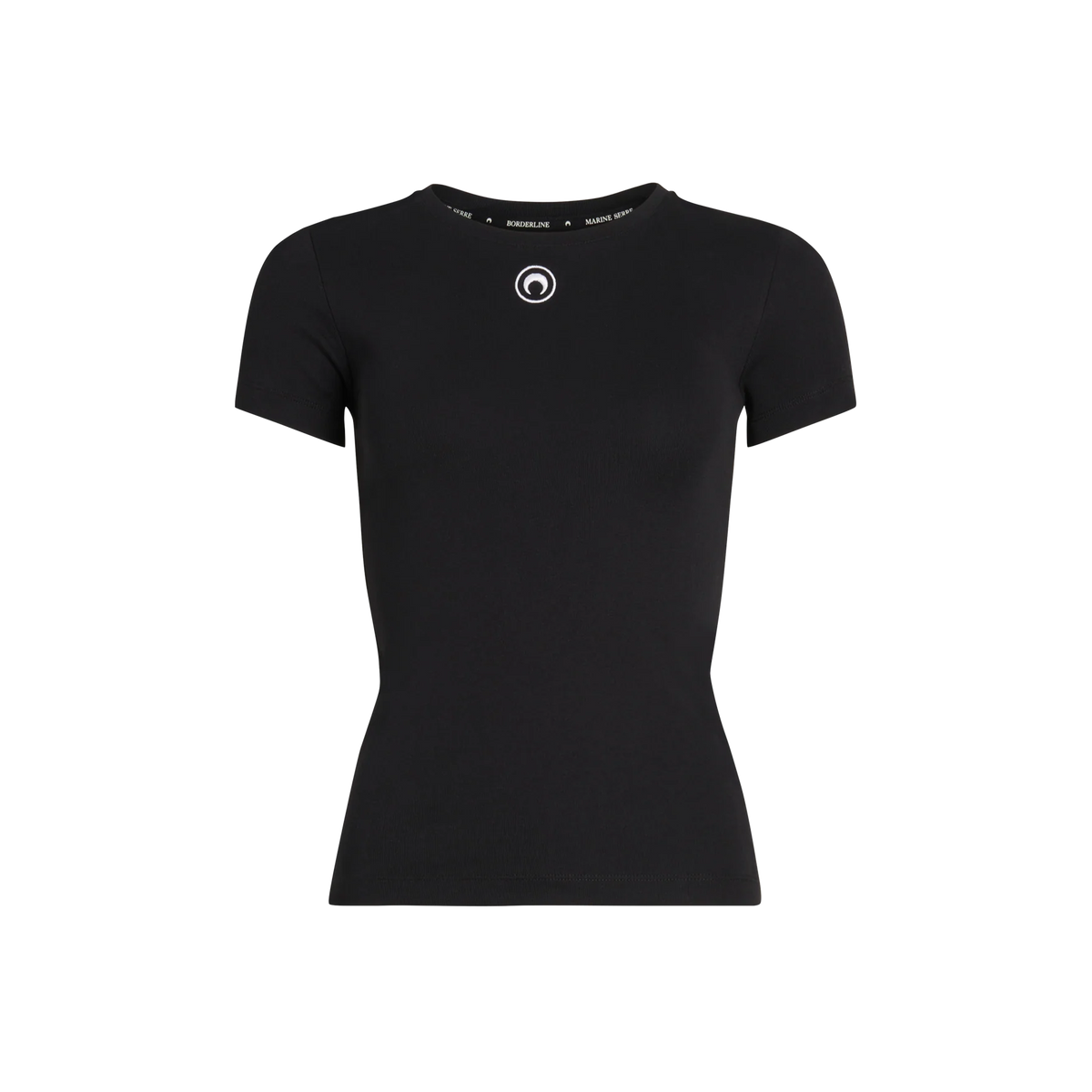 Camiseta Negra Marine Serre Moon Logo Ribbed
