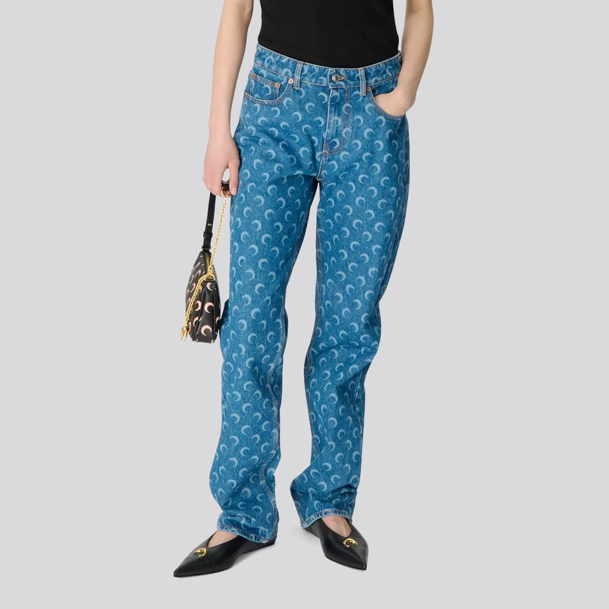Jean Denim Marine Serre All Over Moon Straight