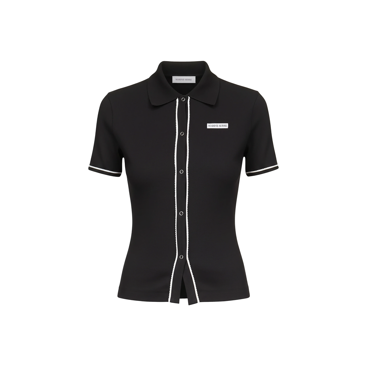 Camiseta Tipo Polo Negra Marine Serre Light Ribbed