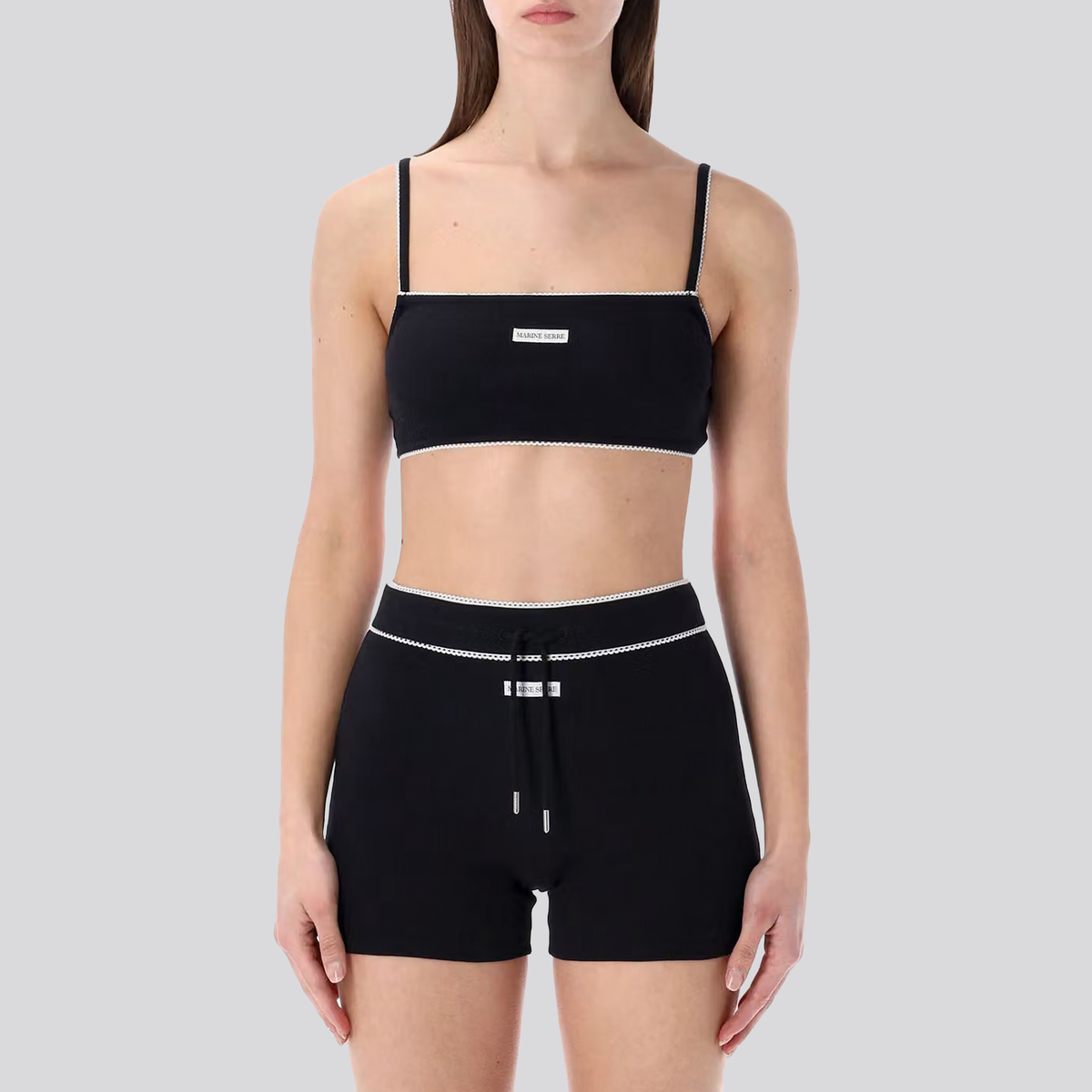 Short Negro Marine Serre Light Ribbed Drawstring