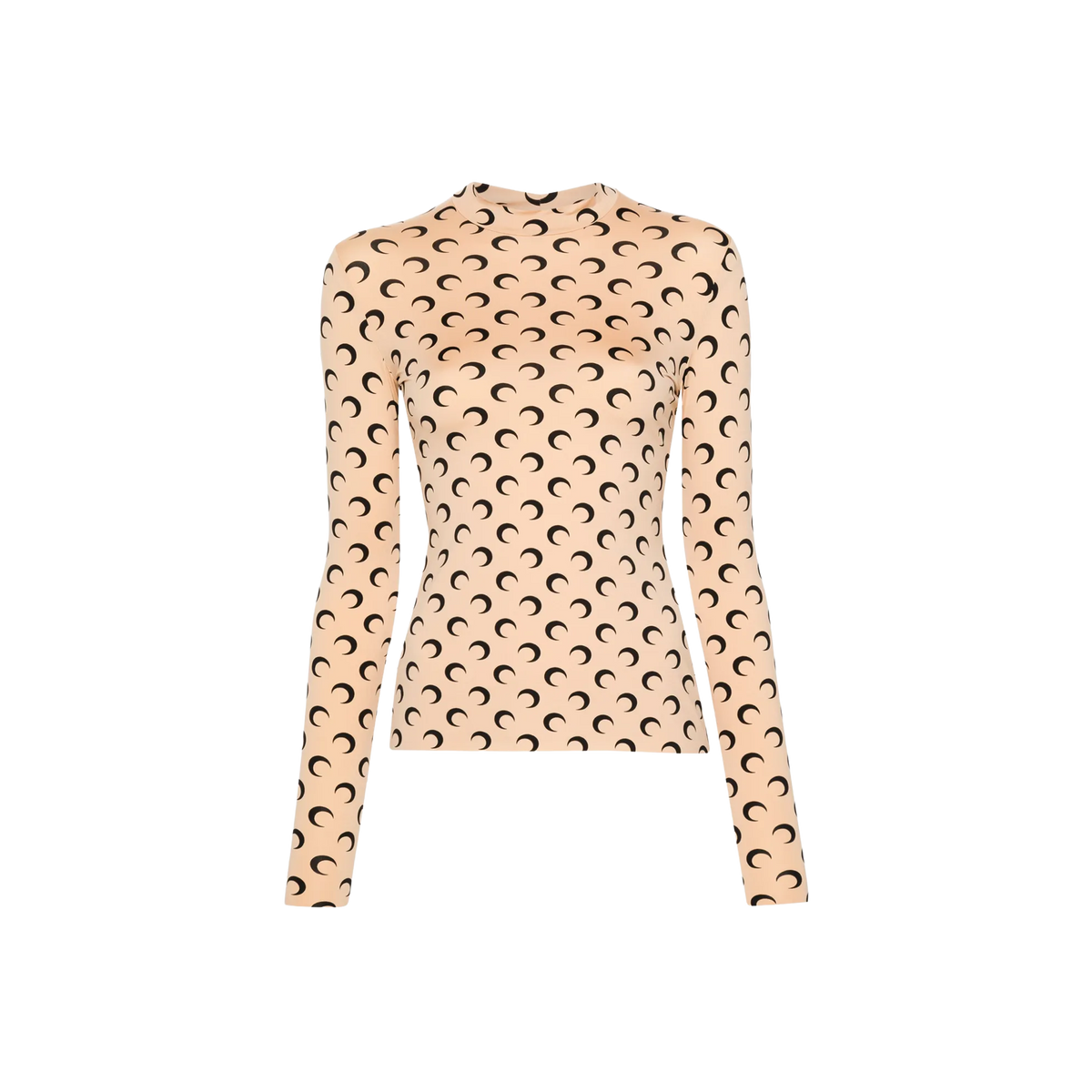 Top Beige Marine Serre Moon Printed Highneck Manga Larga
