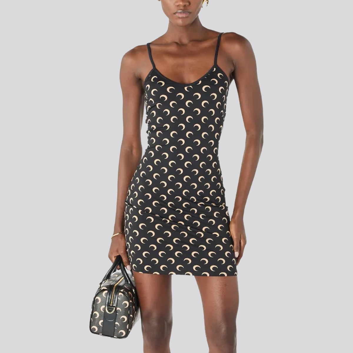 Vestido Negro Marine Serre Moon Printed Straps