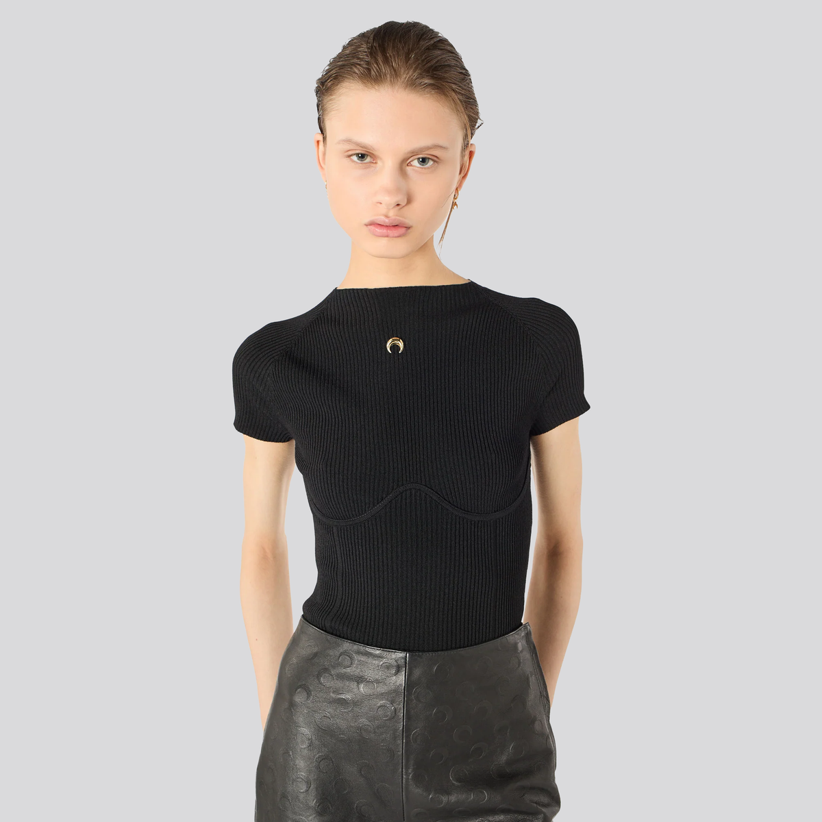 Top Negro Marine Serre Body Mapping Knit