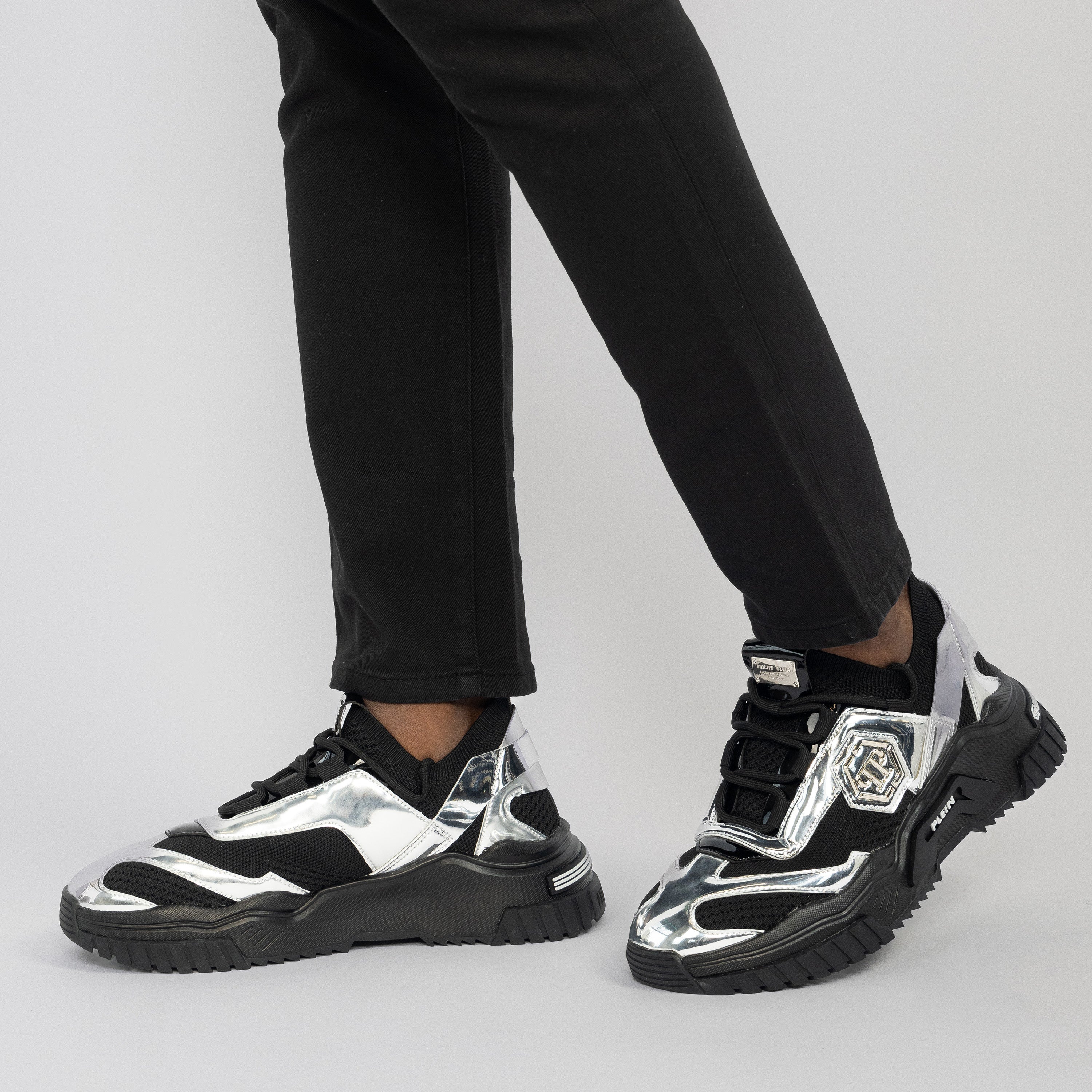 Sneakers Negros Plateados Philipp Plein Predator