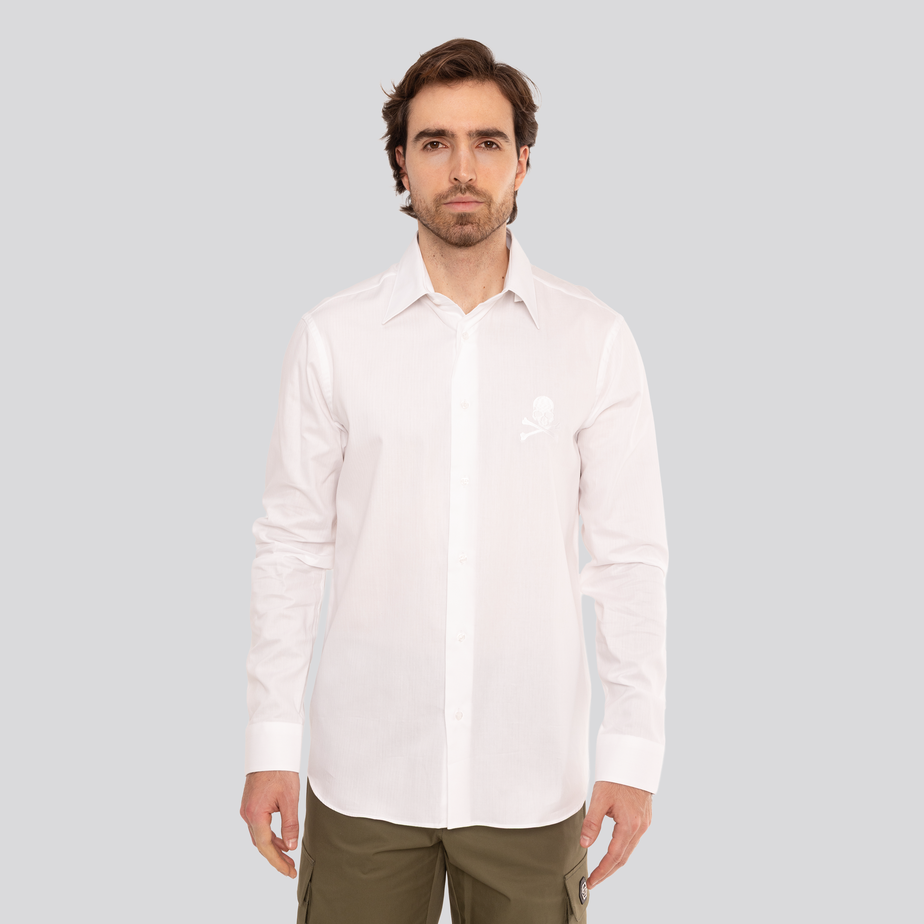 Camisa Blanca Philipp Plein Herringbone