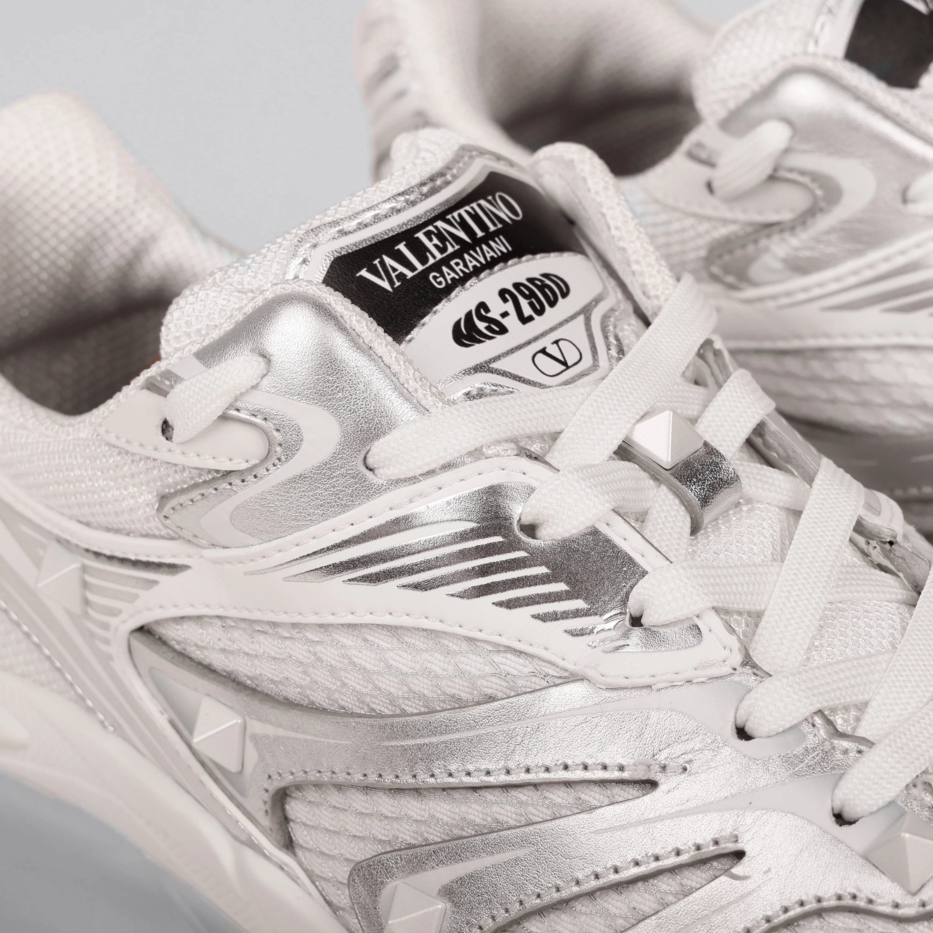 Sneakers White Silver Valentino Ms-2960 Rockstuds