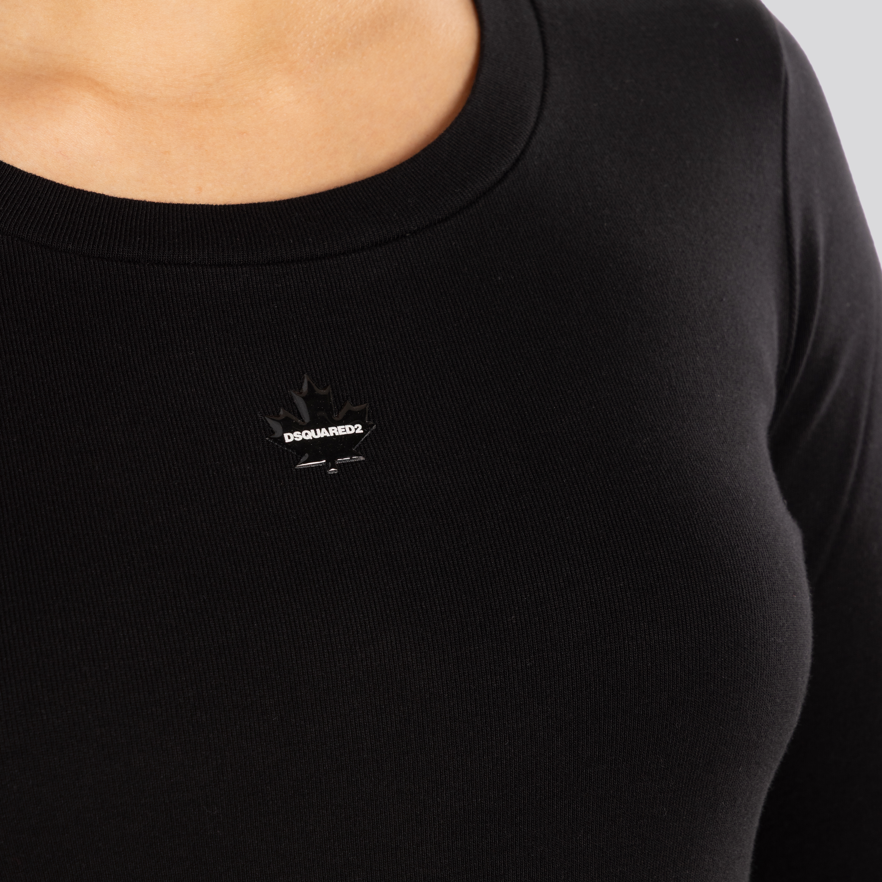 Top Negro Dsquared2 Mini Leaf Long Sleeves