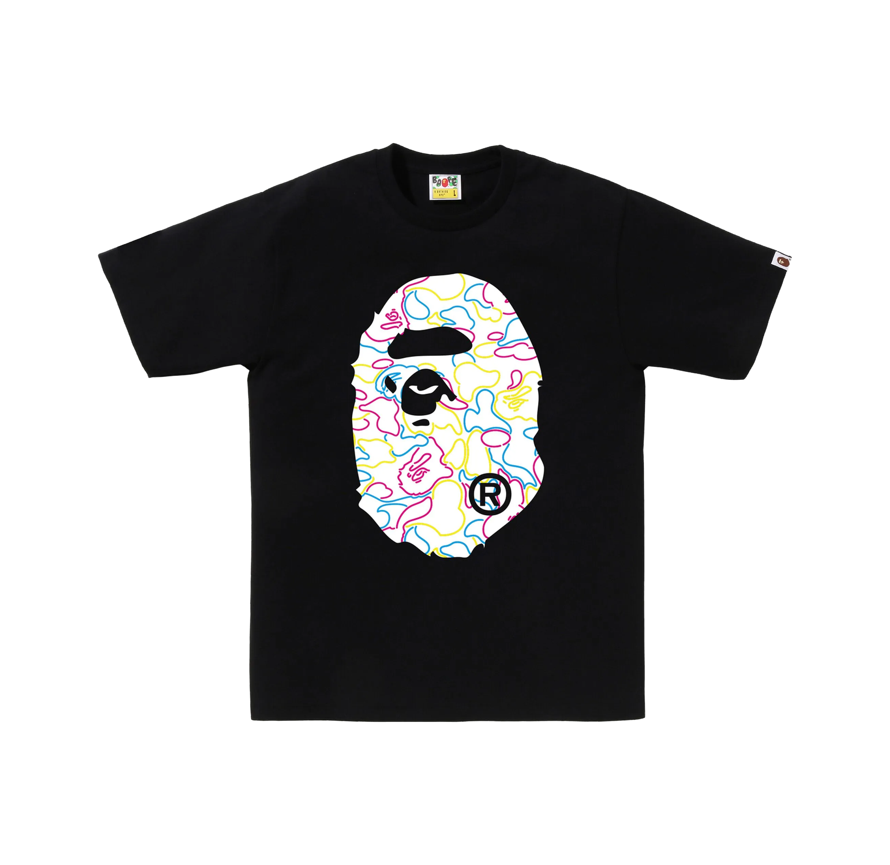 Camiseta Negra BAPE Neon Camo Big Ape Head