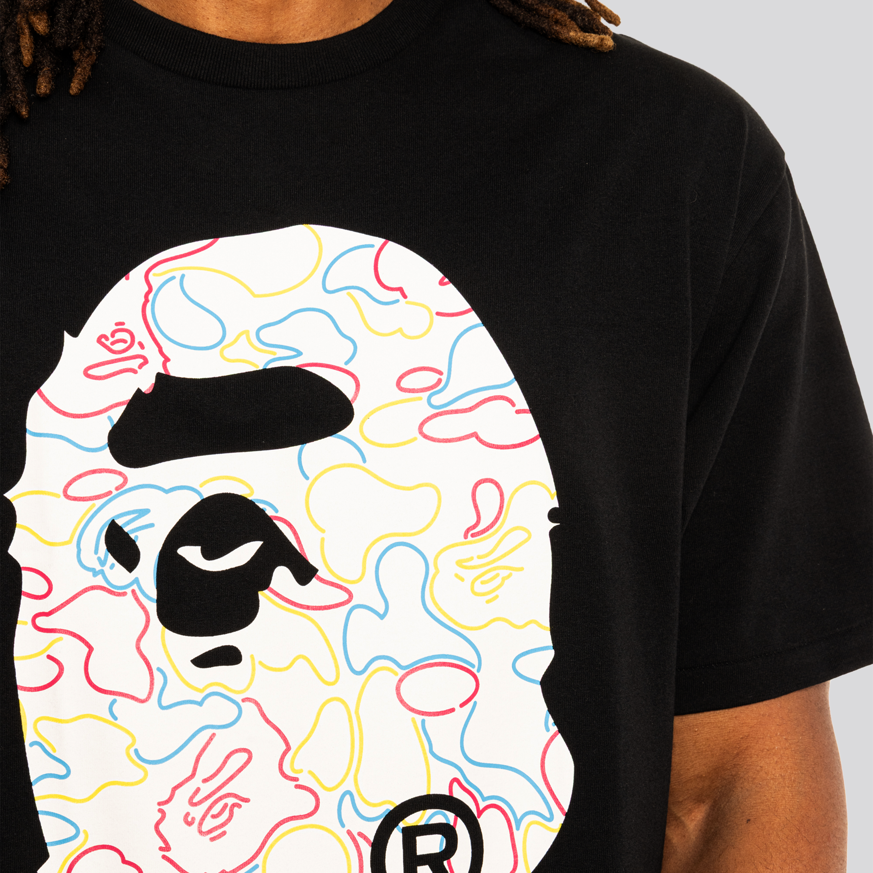 Camiseta Negra BAPE Neon Camo Big Ape Head