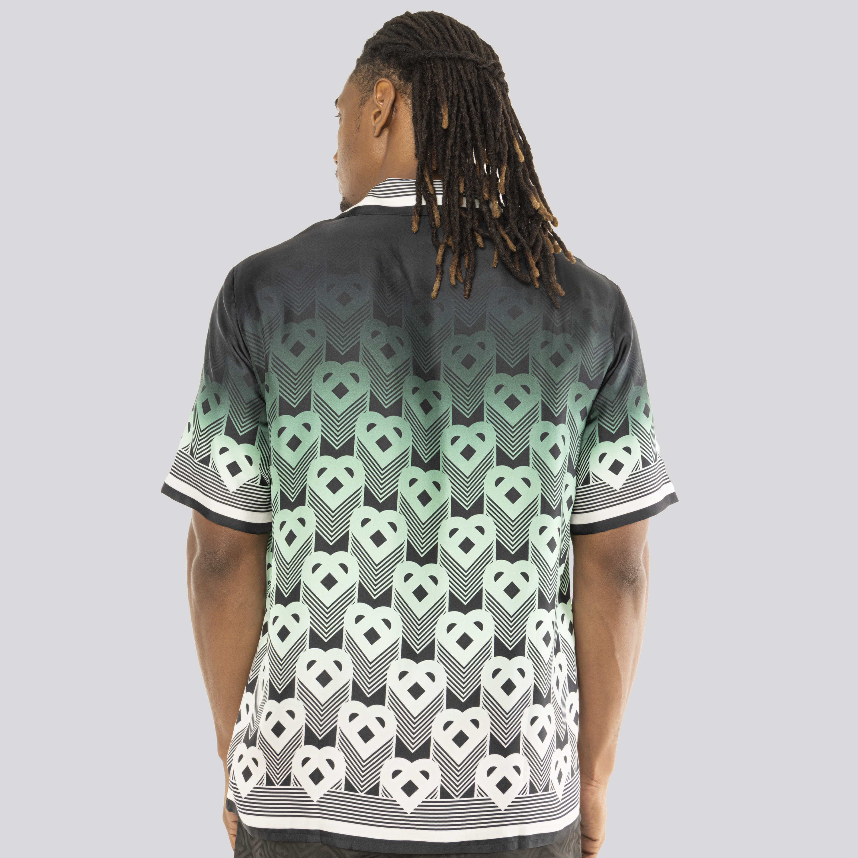 Camisa Verde Casablanca Cuban Collar Monogram