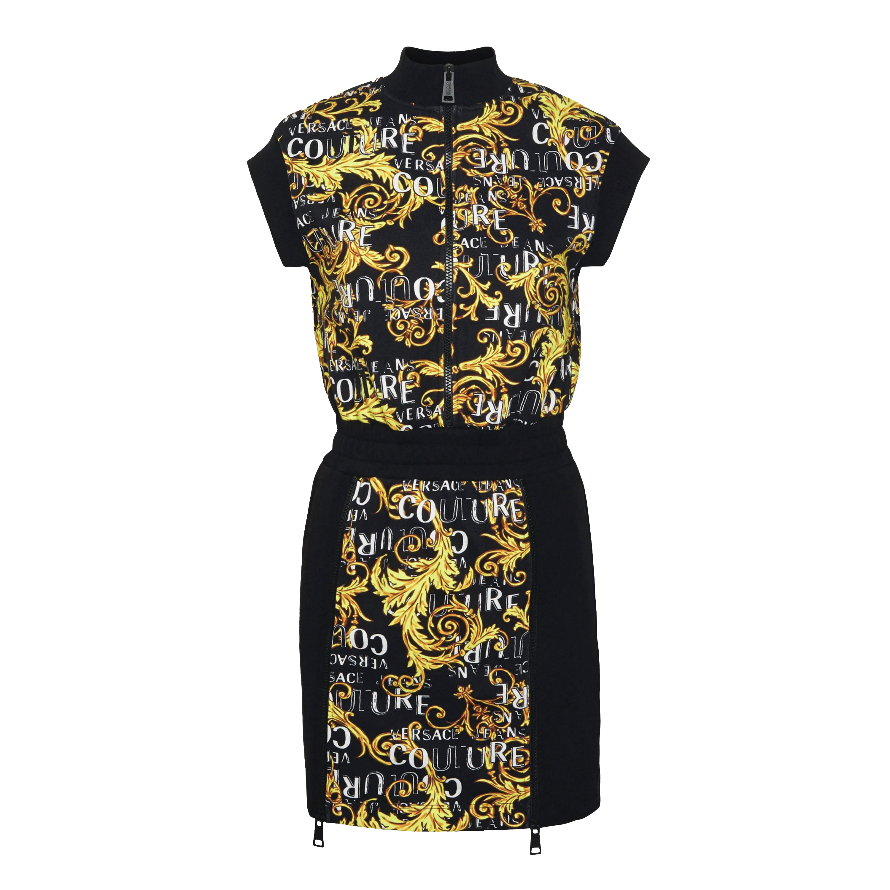 Vestido Negro Versace Couture Print Logo Couture