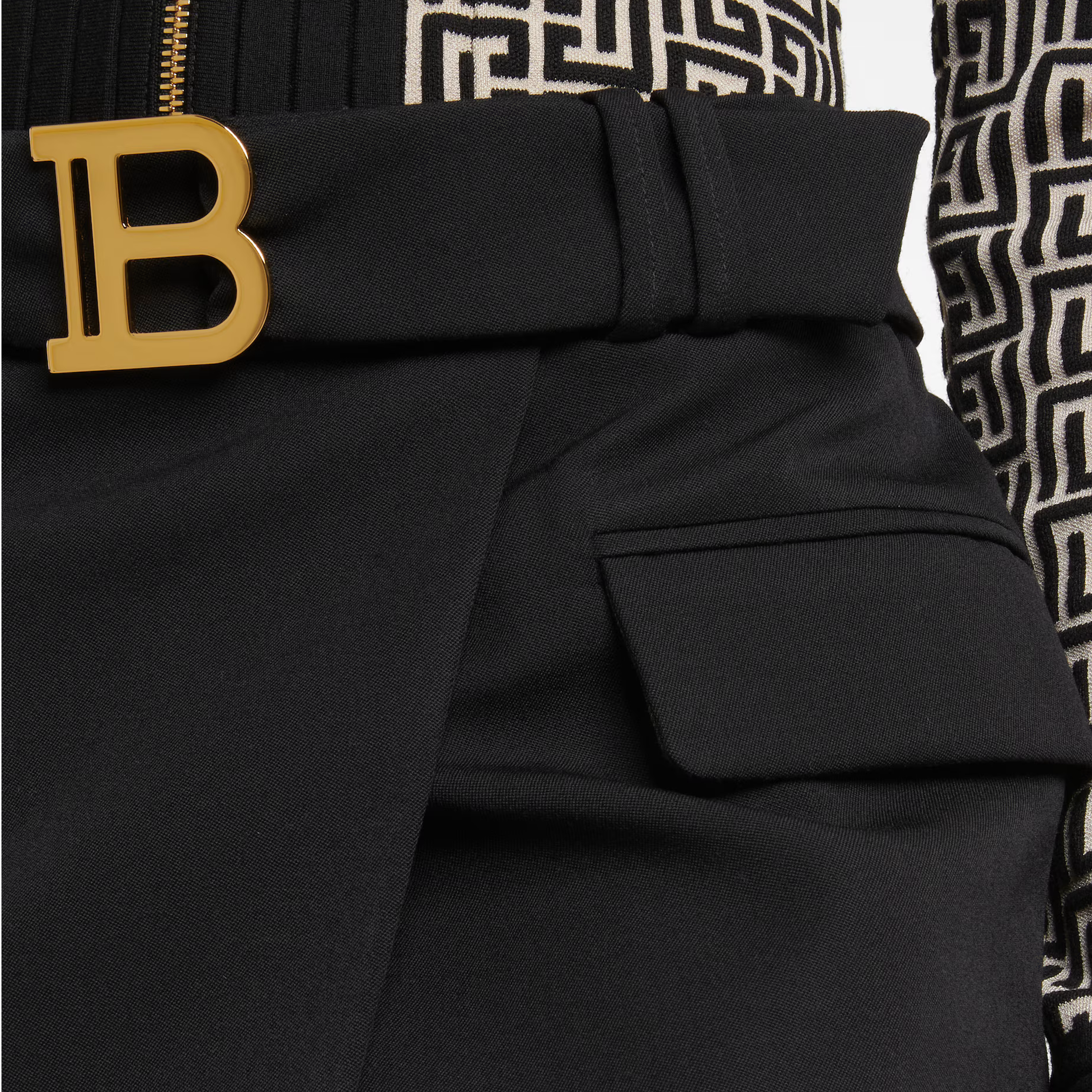 Falda Negro Balmain B Logo