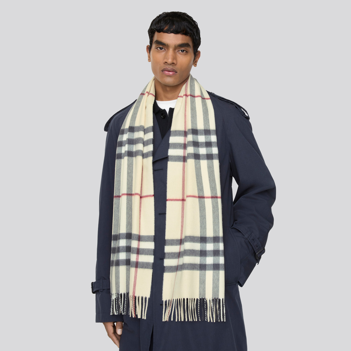 Bufanda Blanca Burberry Vintage Check Cashmere