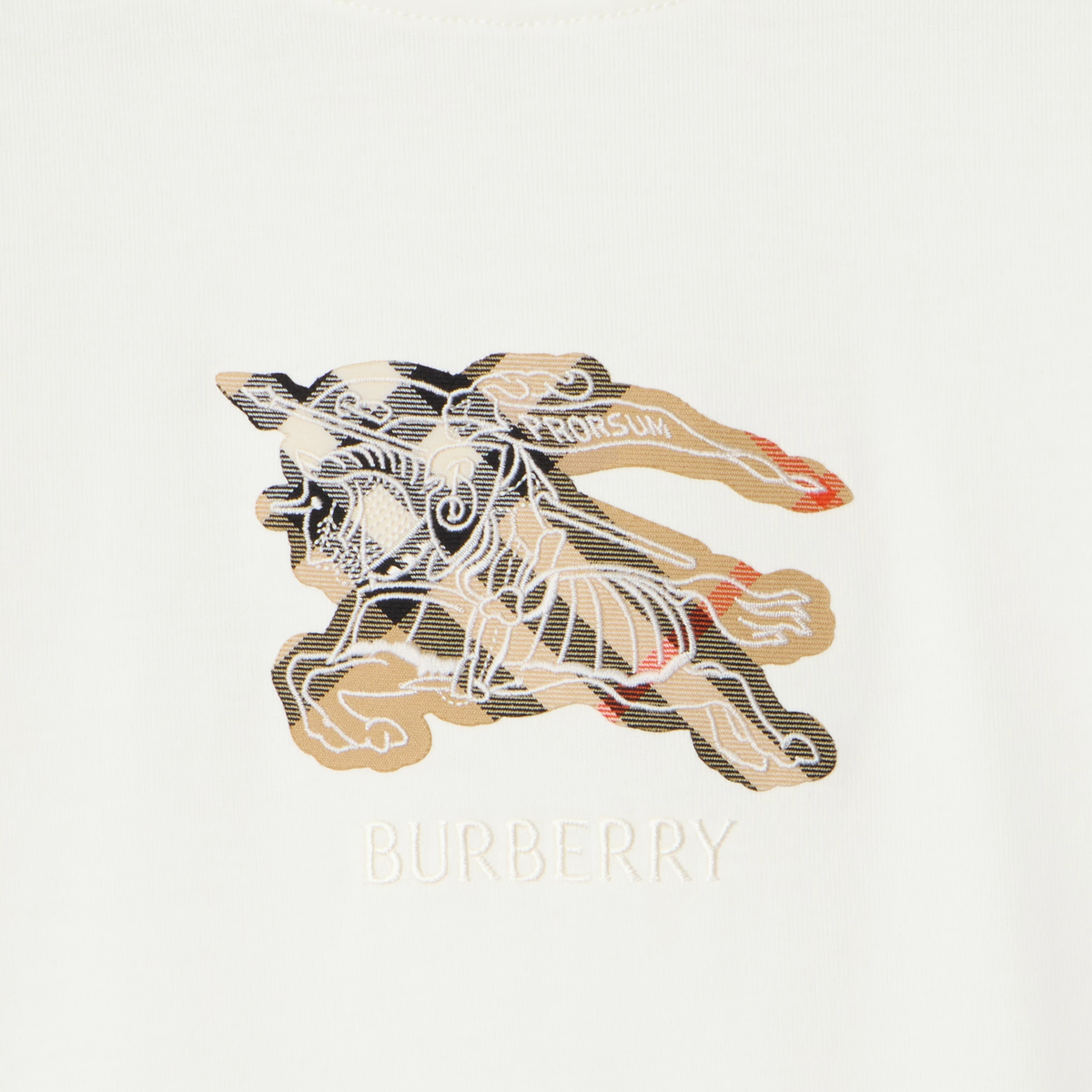 Camiseta Blanca Burberry Horse Knight Check