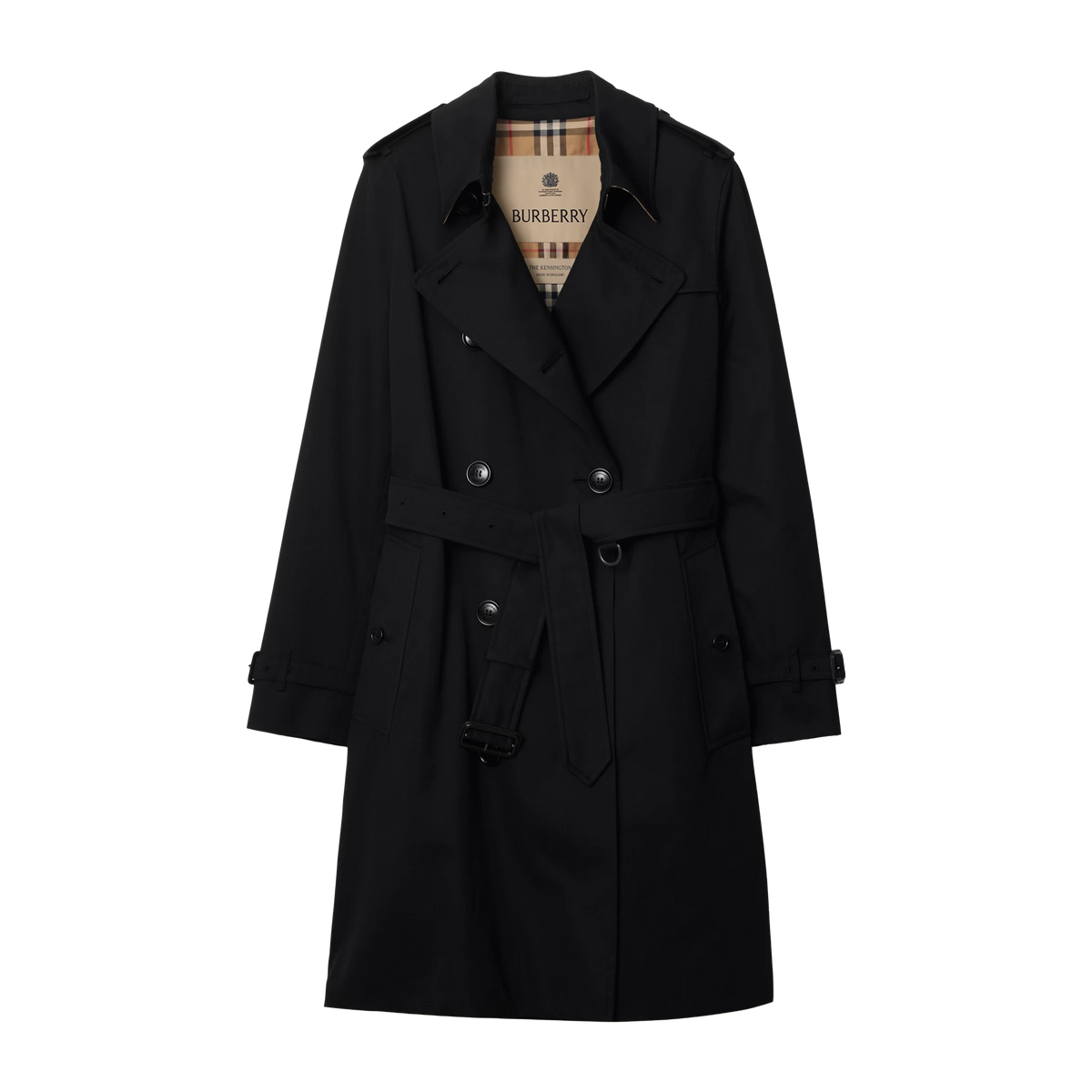 Gabardina Negra Burberry Belted Double-Breasted