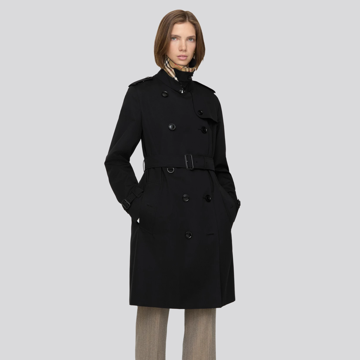 Gabardina Negra Burberry Belted Double-Breasted
