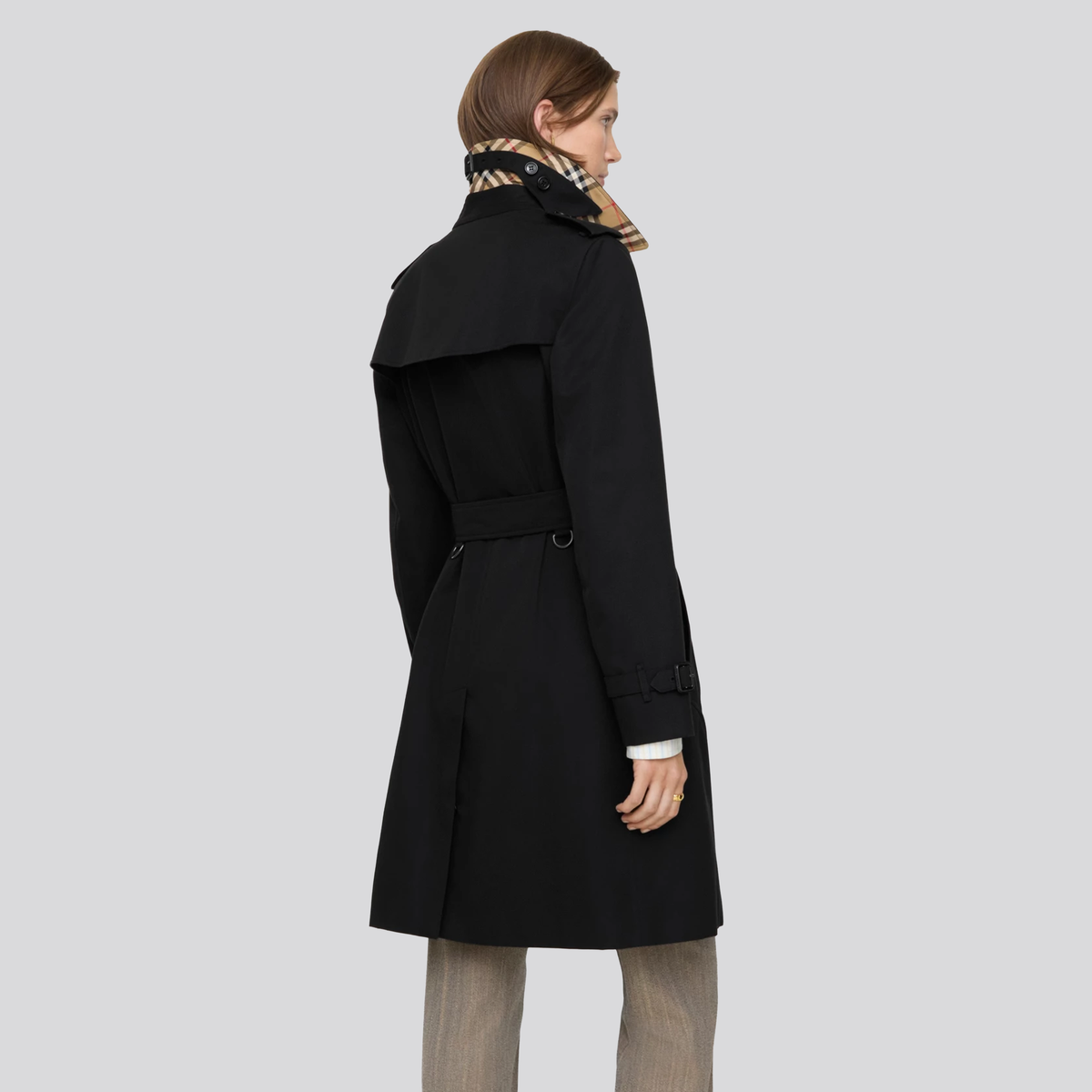 Gabardina Negra Burberry Belted Double-Breasted