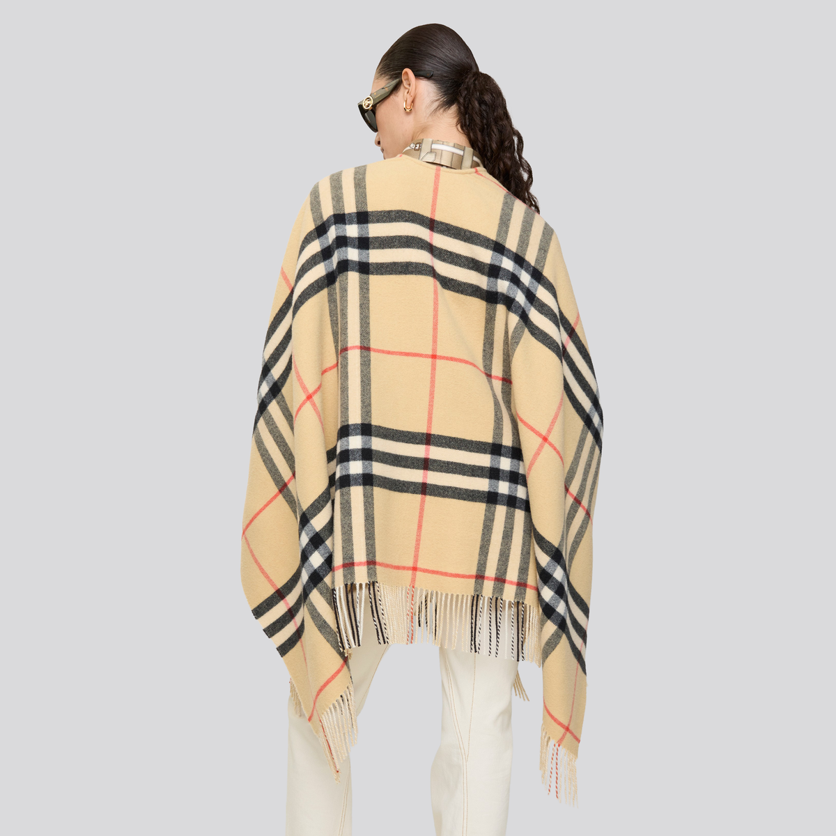 Bufanda Capa Beige Burberry Contrast Check Cashmere