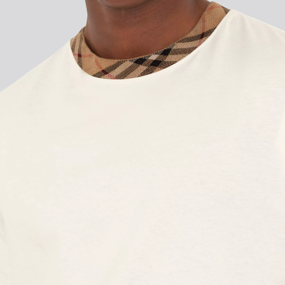 Camiseta Blanca Burberry Vintage Check Neck