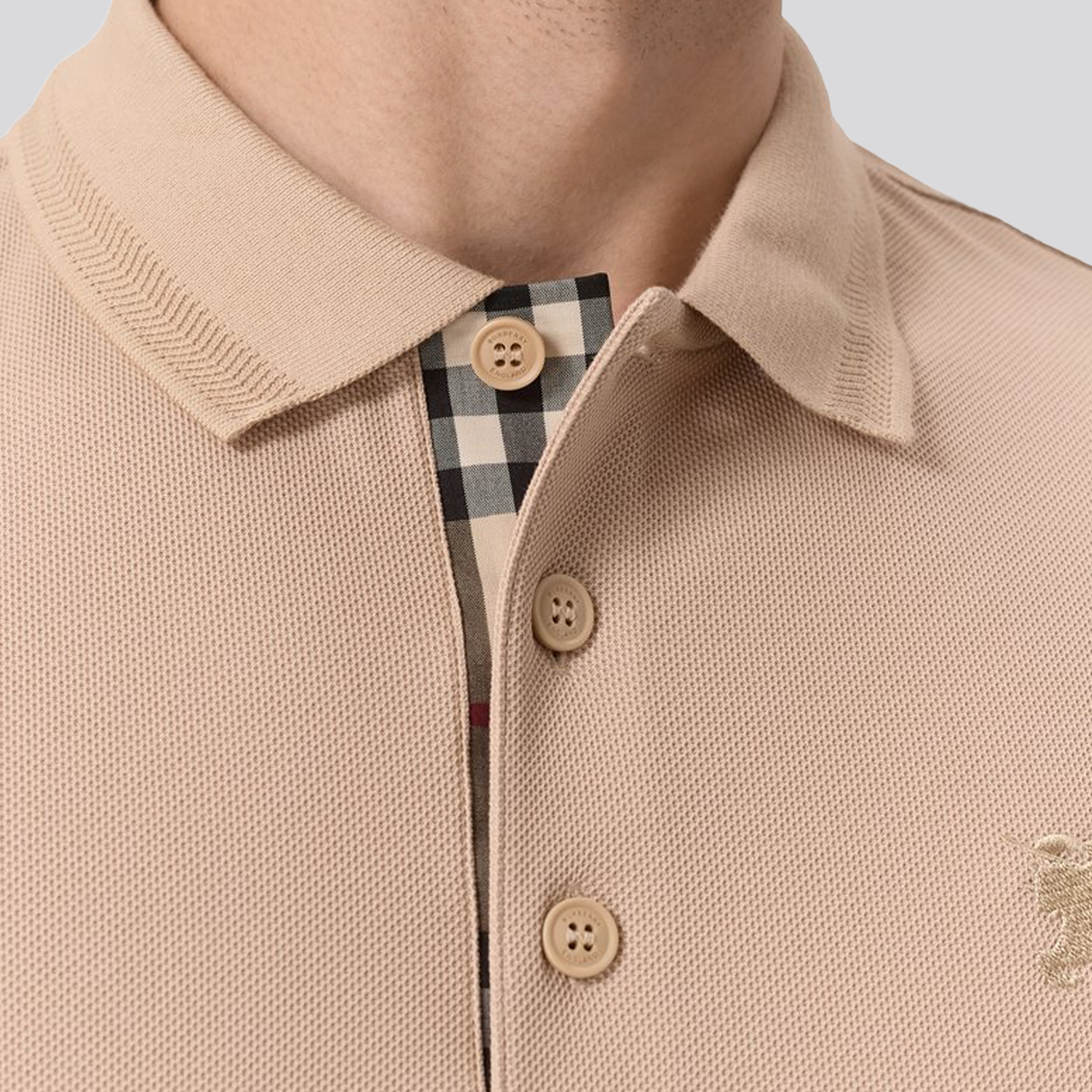 Camiseta Tipo Polo Beige Burberry Embroidered