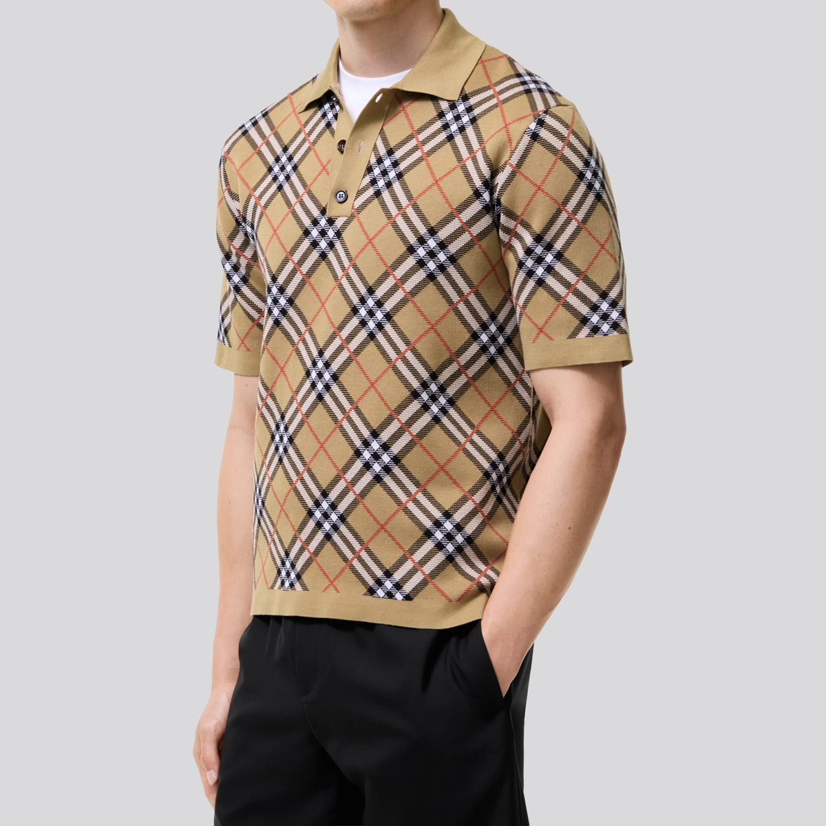 Camiseta Tipo Polo Beige Burberry Vintage Check