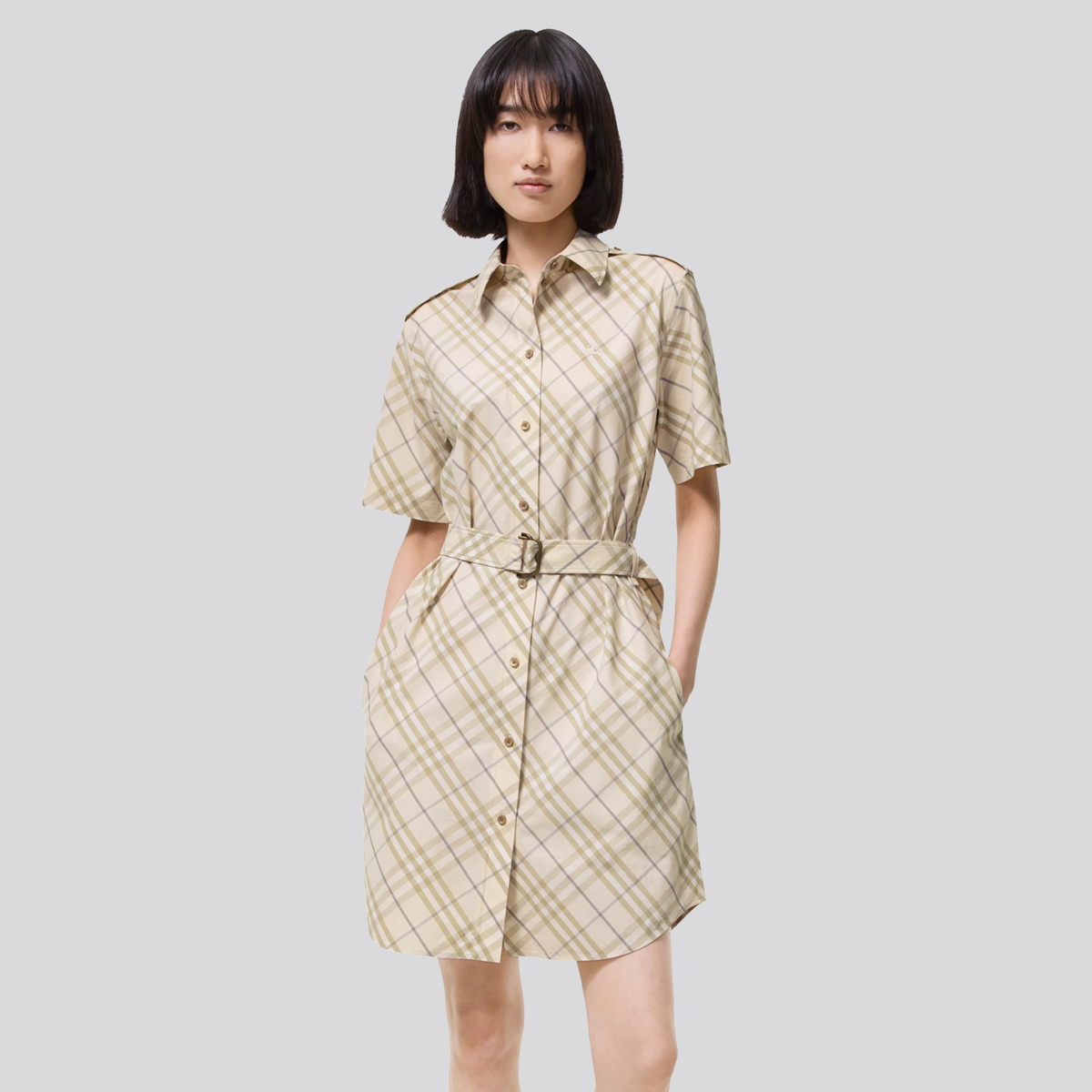 Vestido Beige Claro Burberry Vintage Check