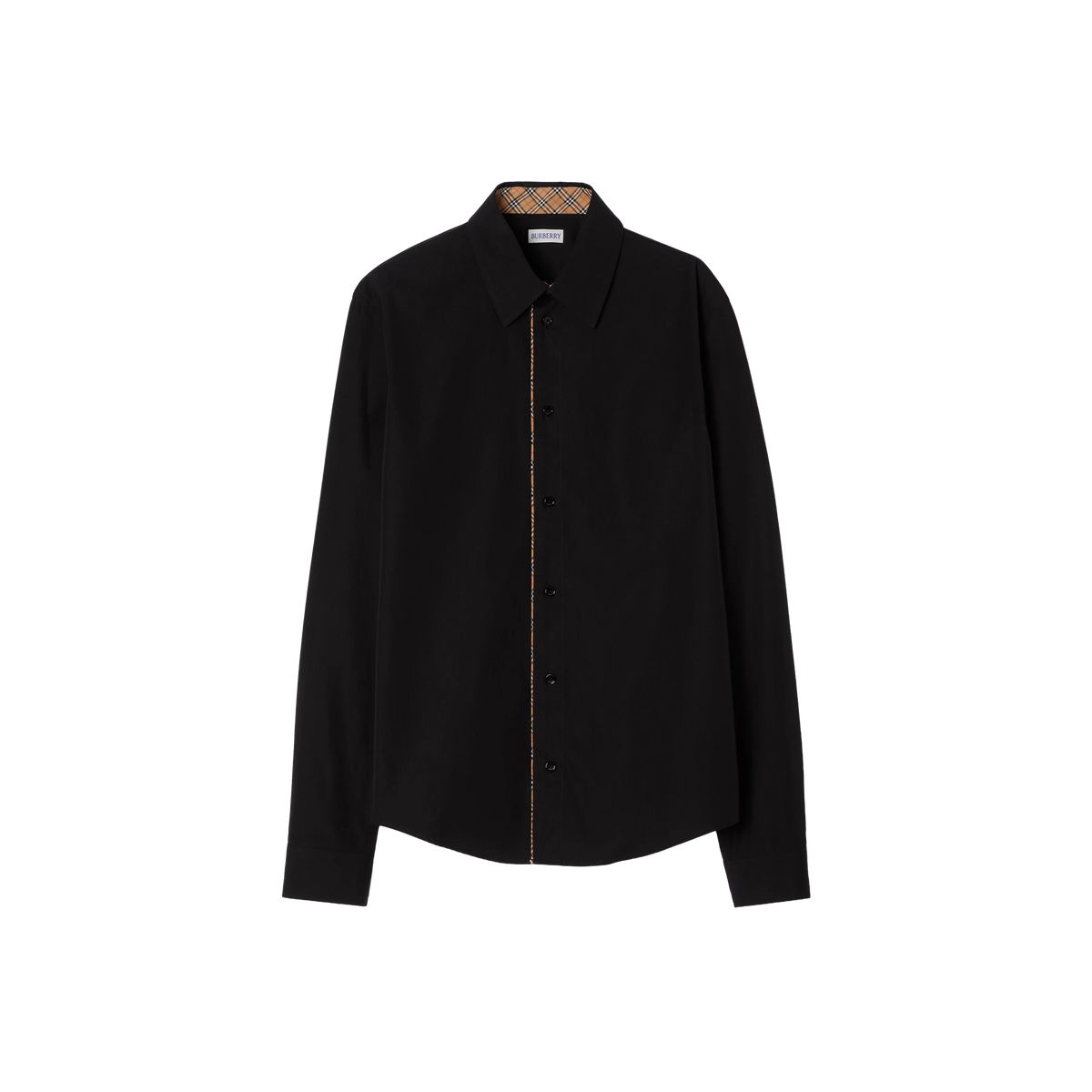 Camisa Negra Burberry Check Piping