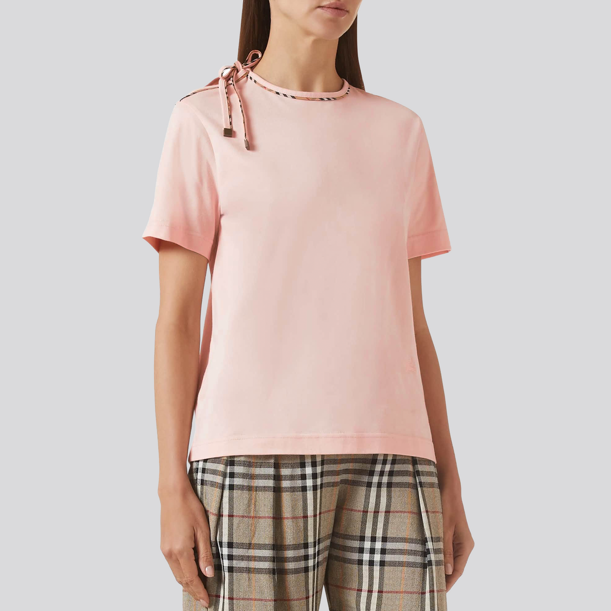 Camiseta Rosada Burberry Check Trim