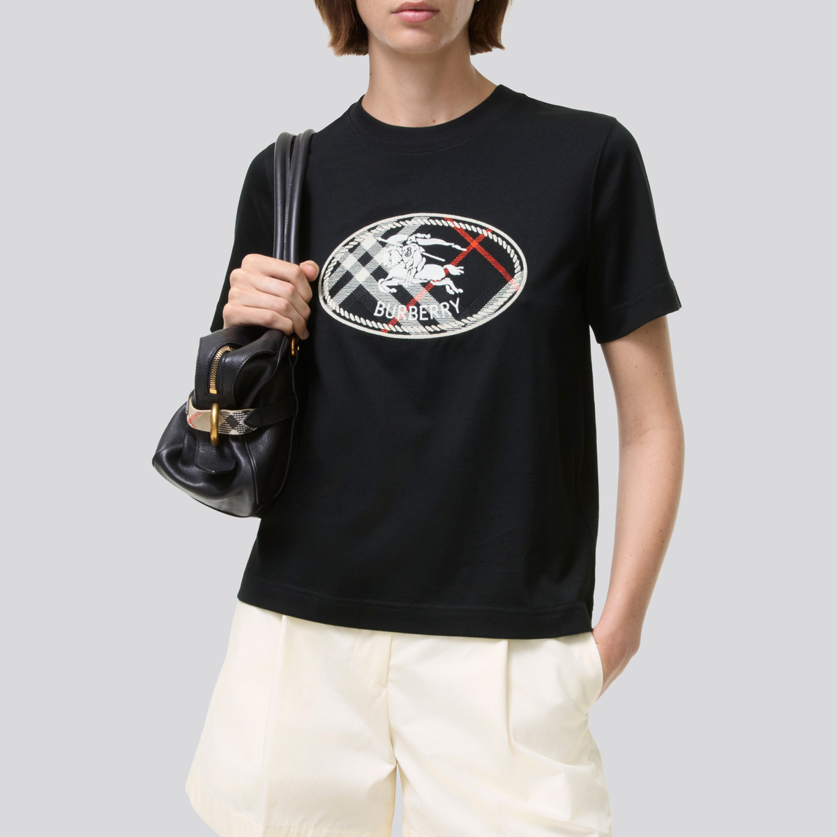 Camiseta Negra Burberry Knight Check