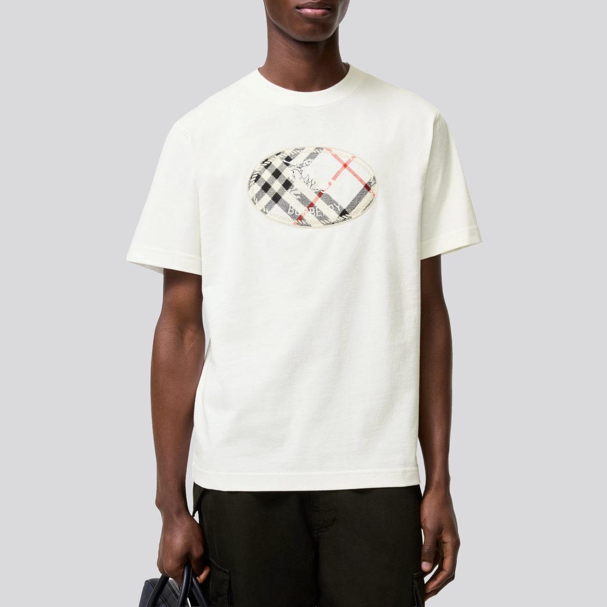 Camiseta Blanca Burberry Check Knight Stamp