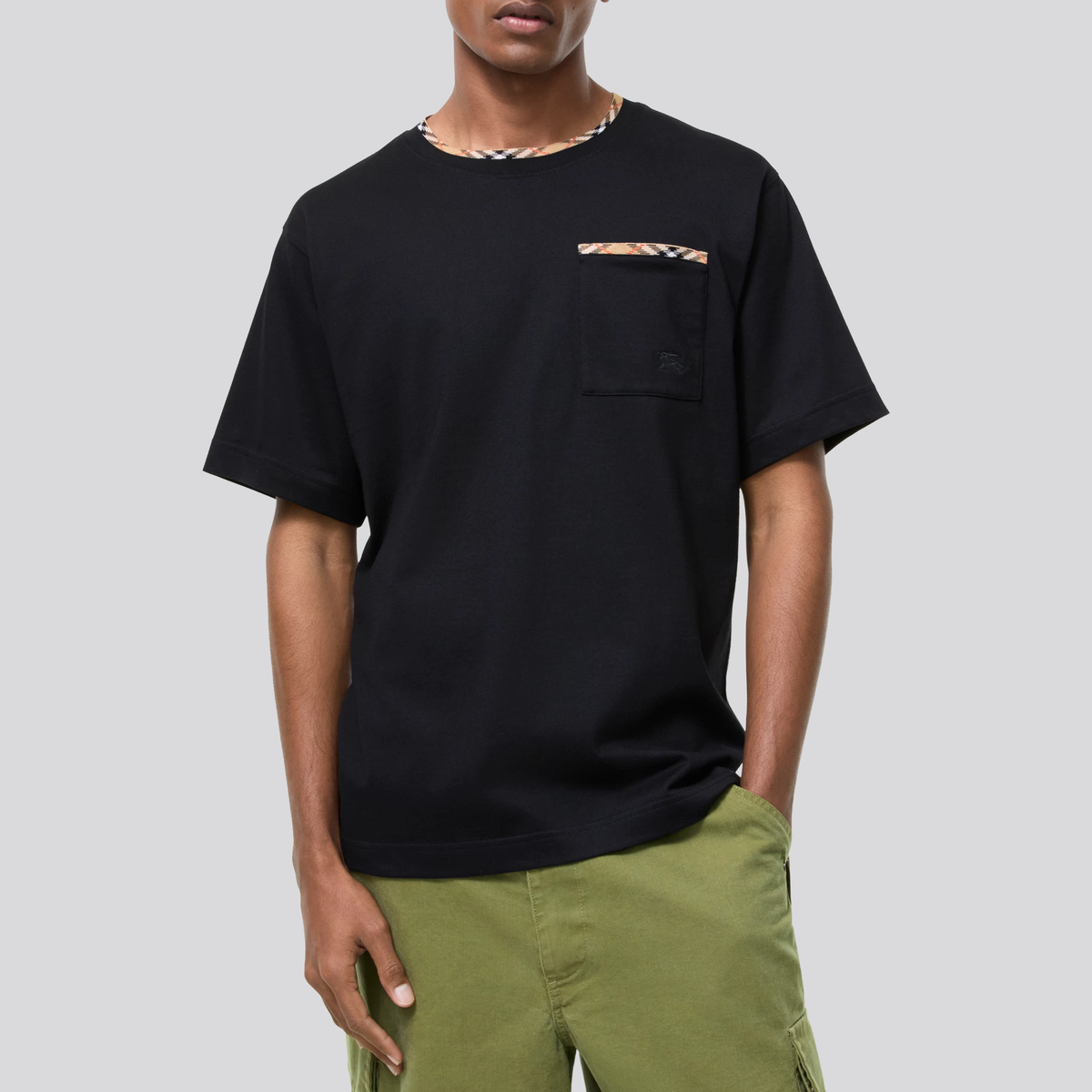 Camiseta Negra Burberry Check Trim